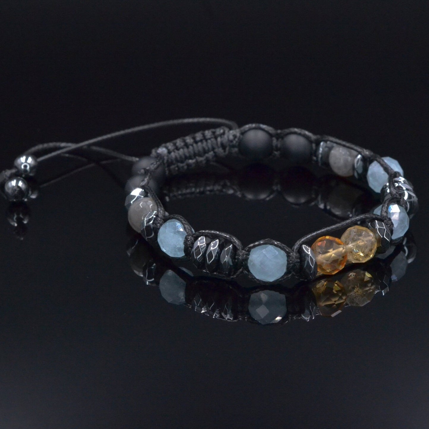 Men's Aquamarine Citrine Bracelet, Labradorite Onyx Crystal Bracelet, Adjustable Braided Bracelet, Gift for Men, Macrame Gemstone Bracelet - Shamballa Bracelet - Mantra Bracelet - Birthstone Bracelet - Gemstone Bracelet Men - Chakra Bracelet - Macrame Bracelet - Healing Bracelet - Valinde