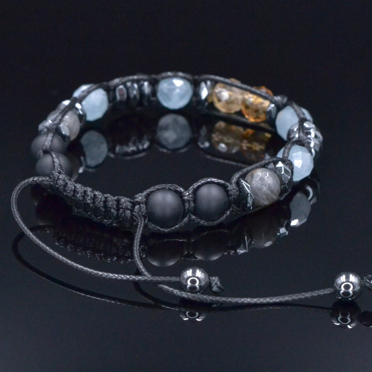 Men's Aquamarine Citrine Bracelet, Labradorite Onyx Crystal Bracelet, Adjustable Braided Bracelet, Gift for Men, Macrame Gemstone Bracelet - Shamballa Bracelet - Mantra Bracelet - Birthstone Bracelet - Gemstone Bracelet Men - Chakra Bracelet - Macrame Bracelet - Healing Bracelet - Valinde