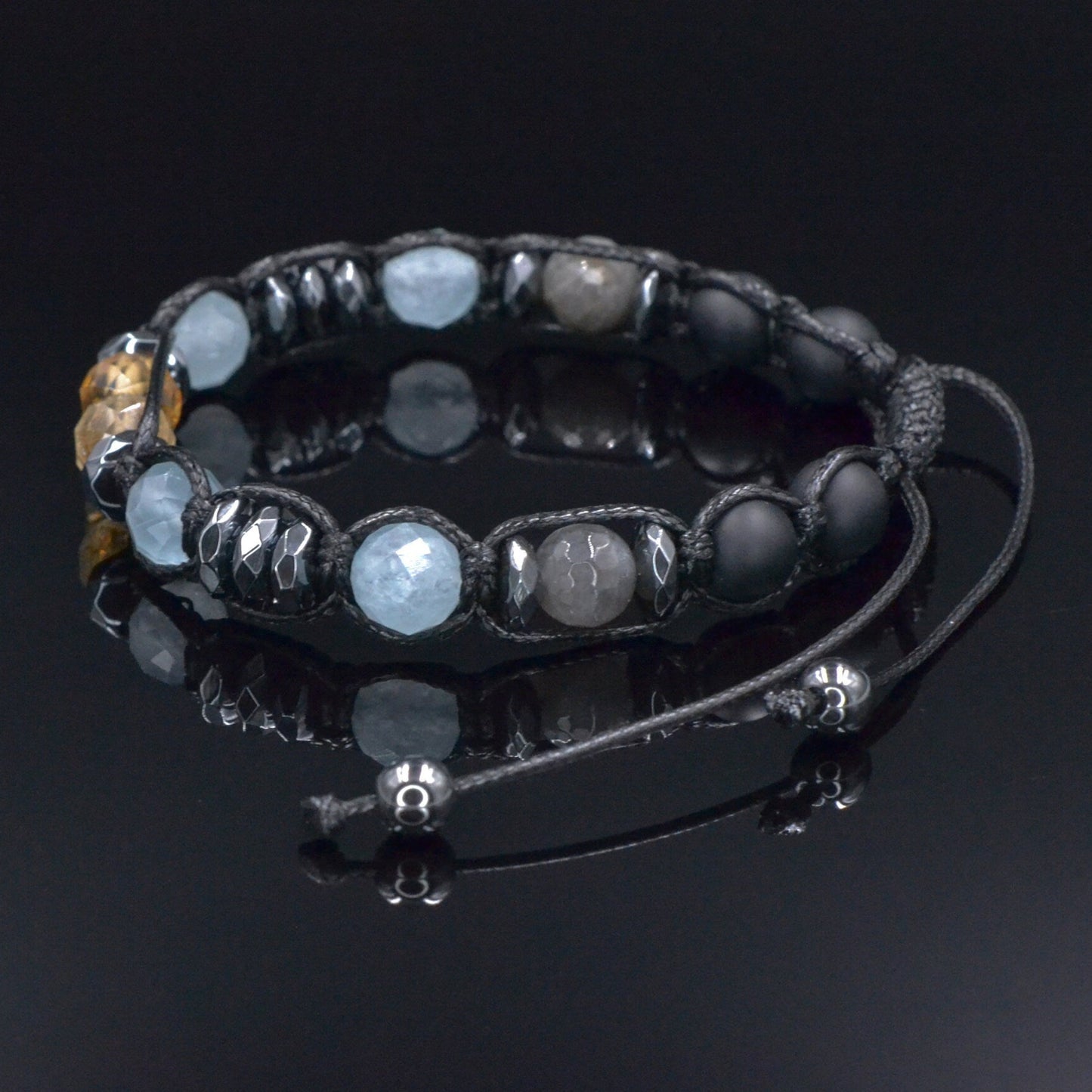 Men's Aquamarine Citrine Bracelet, Labradorite Onyx Crystal Bracelet, Adjustable Braided Bracelet, Gift for Men, Macrame Gemstone Bracelet - Shamballa Bracelet - Mantra Bracelet - Birthstone Bracelet - Gemstone Bracelet Men - Chakra Bracelet - Macrame Bracelet - Healing Bracelet - Valinde