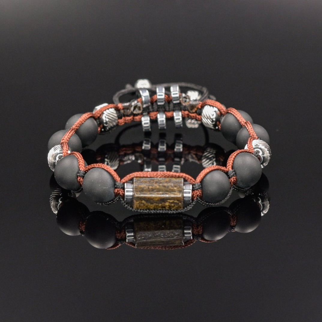 Black Onyx Bracelet Men, Men's Bronzite Bead Bracelet, Steel Braided Bracelet, Adjustable Gemstone Bracelet, Gift for Men, Stone Bracelet - Shamballa Bracelet - Mantra Bracelet - Birthstone Bracelet - Gemstone Bracelet Men - Chakra Bracelet - Macrame Bracelet - Healing Bracelet - Valinde