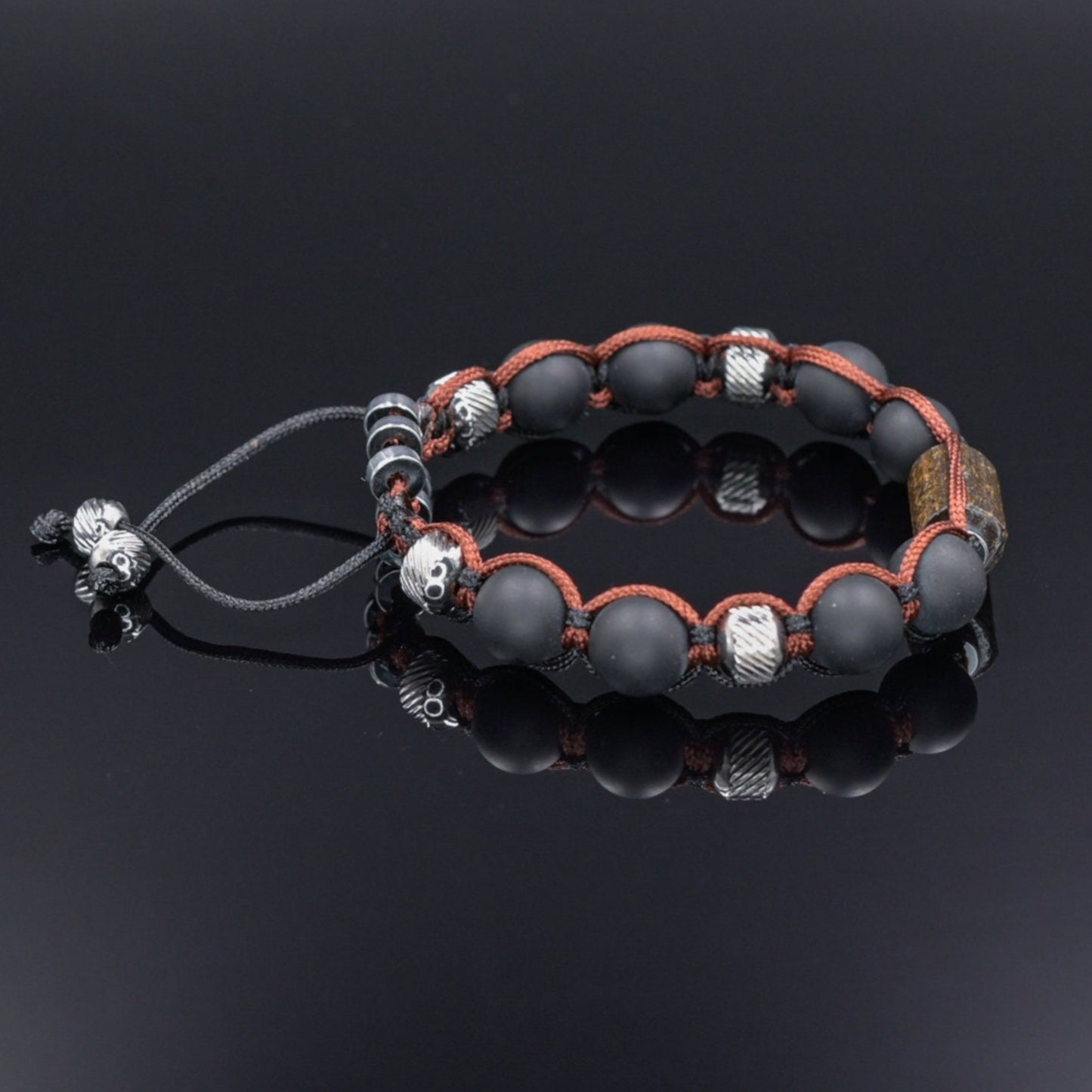 Black Onyx Bracelet Men, Men's Bronzite Bead Bracelet, Steel Braided Bracelet, Adjustable Gemstone Bracelet, Gift for Men, Stone Bracelet - Shamballa Bracelet - Mantra Bracelet - Birthstone Bracelet - Gemstone Bracelet Men - Chakra Bracelet - Macrame Bracelet - Healing Bracelet - Valinde