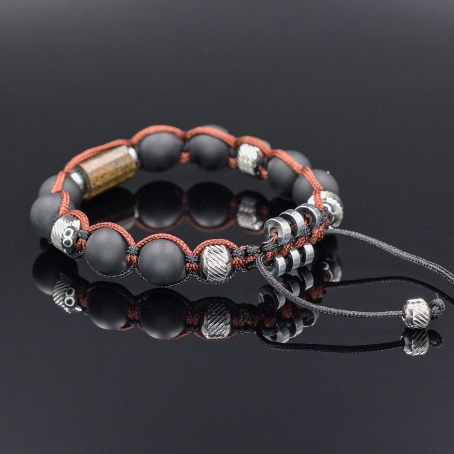 Black Onyx Bracelet Men, Men's Bronzite Bead Bracelet, Steel Braided Bracelet, Adjustable Gemstone Bracelet, Gift for Men, Stone Bracelet - Shamballa Bracelet - Mantra Bracelet - Birthstone Bracelet - Gemstone Bracelet Men - Chakra Bracelet - Macrame Bracelet - Healing Bracelet - Valinde