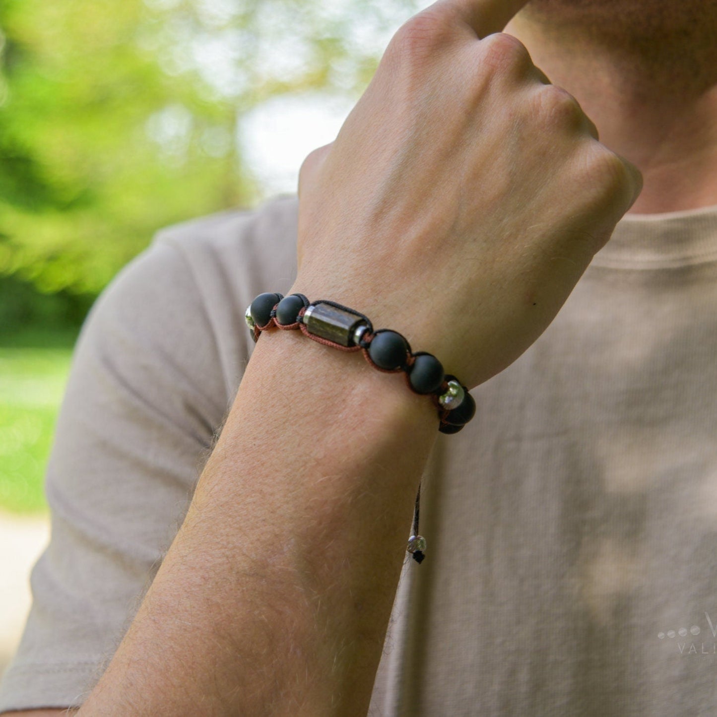 Black Onyx Bracelet Men, Men's Bronzite Bead Bracelet, Steel Braided Bracelet, Adjustable Gemstone Bracelet, Gift for Men, Stone Bracelet - Shamballa Bracelet - Mantra Bracelet - Birthstone Bracelet - Gemstone Bracelet Men - Chakra Bracelet - Macrame Bracelet - Healing Bracelet - Valinde