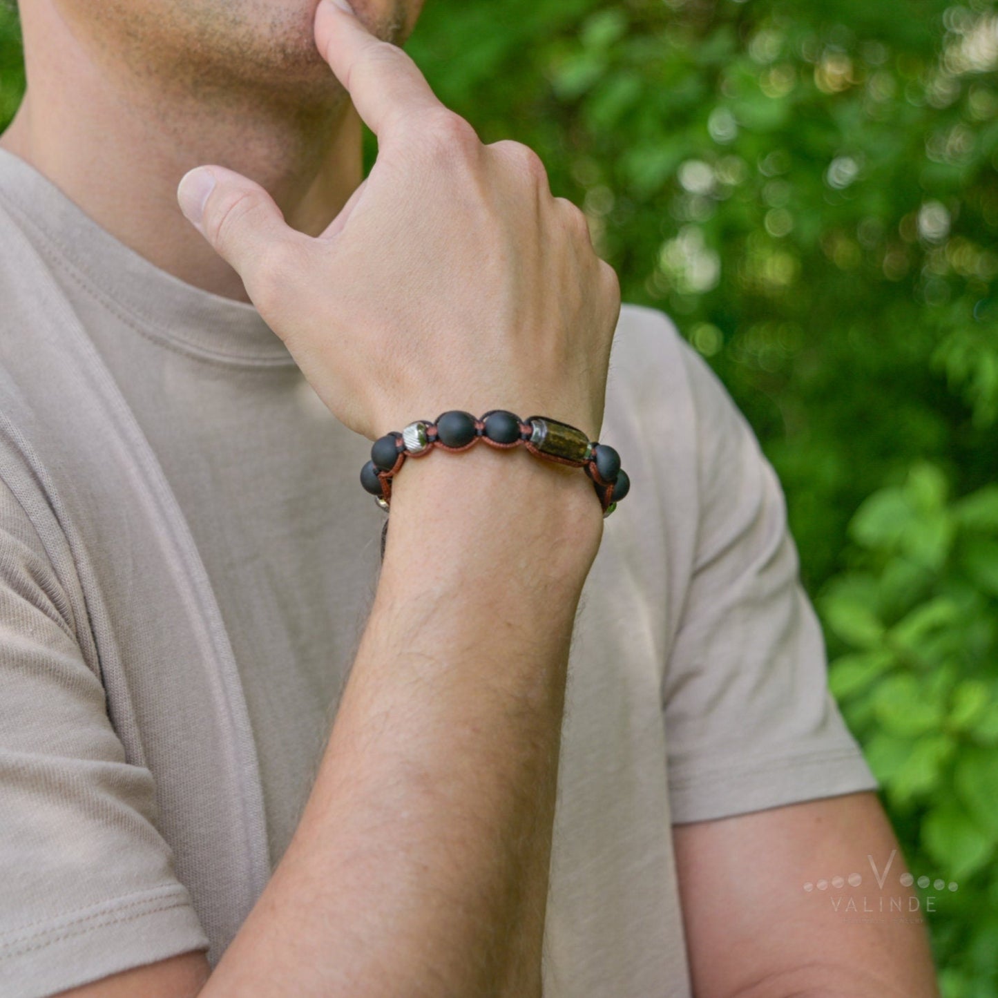 Black Onyx Bracelet Men, Men's Bronzite Bead Bracelet, Steel Braided Bracelet, Adjustable Gemstone Bracelet, Gift for Men, Stone Bracelet - Shamballa Bracelet - Mantra Bracelet - Birthstone Bracelet - Gemstone Bracelet Men - Chakra Bracelet - Macrame Bracelet - Healing Bracelet - Valinde