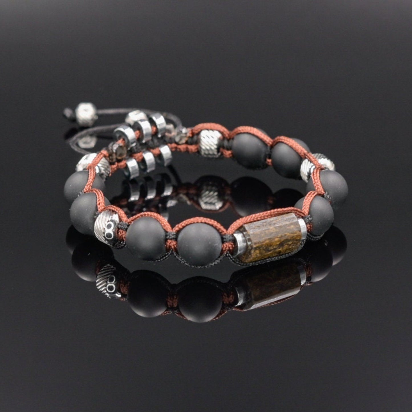 Black Onyx Bracelet Men, Men's Bronzite Bead Bracelet, Steel Braided Bracelet, Adjustable Gemstone Bracelet, Gift for Men, Stone Bracelet - Shamballa Bracelet - Mantra Bracelet - Birthstone Bracelet - Gemstone Bracelet Men - Chakra Bracelet - Macrame Bracelet - Healing Bracelet - Valinde