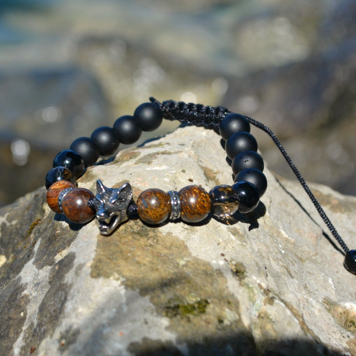 Men's Steel Bracelet Wolf Bracelet Bronzite Bracelet Gift for Men Onyx Bracelet Steel Wolf Bracelet Smoky Quartz Bracelet Stone Bracelet- Shamballa Bracelet - Mantra Bracelet - Yoga Bracelet - Birthstone Bracelet - Gemstone Bracelet Men - Chakra Bracelet - Macrame Bracelet - Healing Bracelet - Gift for Father - Gift For Men - Valinde