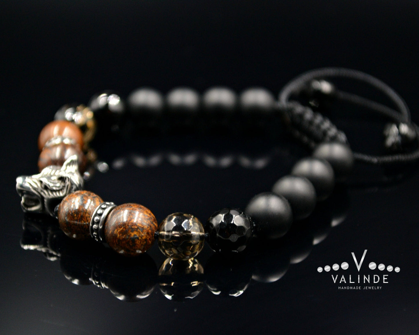 Men's Steel Bracelet Wolf Bracelet Bronzite Bracelet Gift for Men Onyx Bracelet Steel Wolf Bracelet Smoky Quartz Bracelet Stone Bracelet- Shamballa Bracelet - Mantra Bracelet - Yoga Bracelet - Birthstone Bracelet - Gemstone Bracelet Men - Chakra Bracelet - Macrame Bracelet - Healing Bracelet - Gift for Father - Gift For Men - Valinde