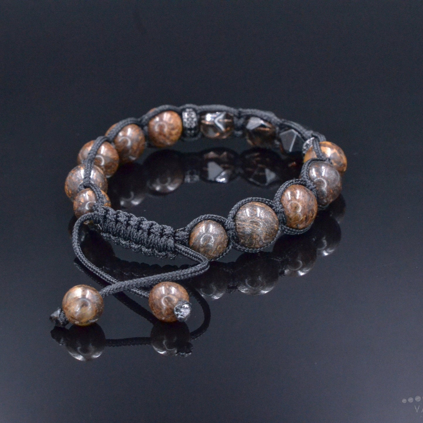 Men's Bronzite Braided Bracelet, Smoky Quartz Gemstone Adjustable Bracelet, Gift for Men, Crystal Beaded Bracelet, Brown Stone Bracelet - Shamballa Bracelet - Birthstone Bracelet - Gemstone Bracelet Men - Chakra Bracelet - Macrame Bracelet - Healing Bracelet - Valinde