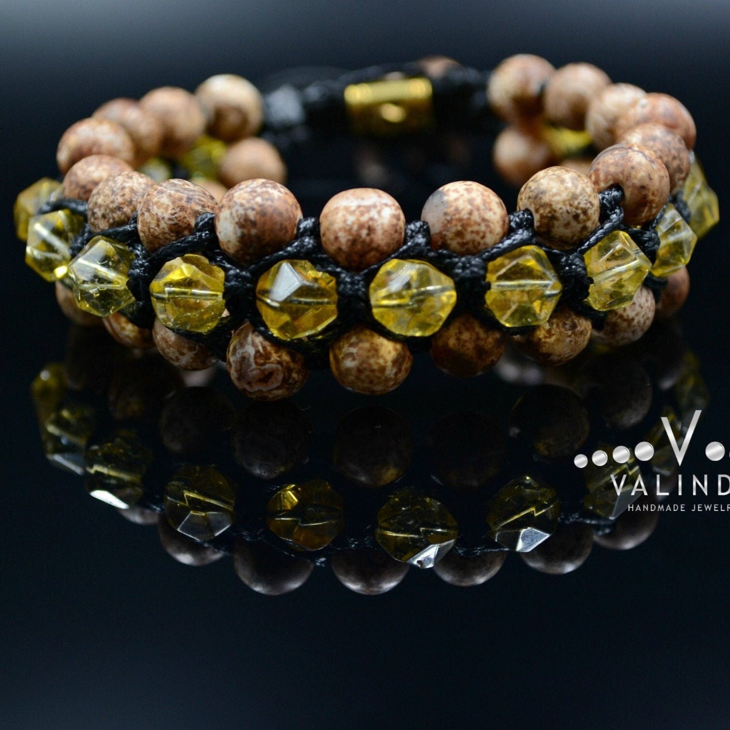 Men's Citrine Triple Bead Bracelet Agate Bracelet Gift for Men Birthstone Bracelet 3 Row Bracelet Three Row Bracelet Macrame Bracelet - Shamballa Bracelet - Birthstone Bracelet - Gemstone Bracelet Men - Chakra Bracelet - Macrame Bracelet - Healing Bracelet - Valinde