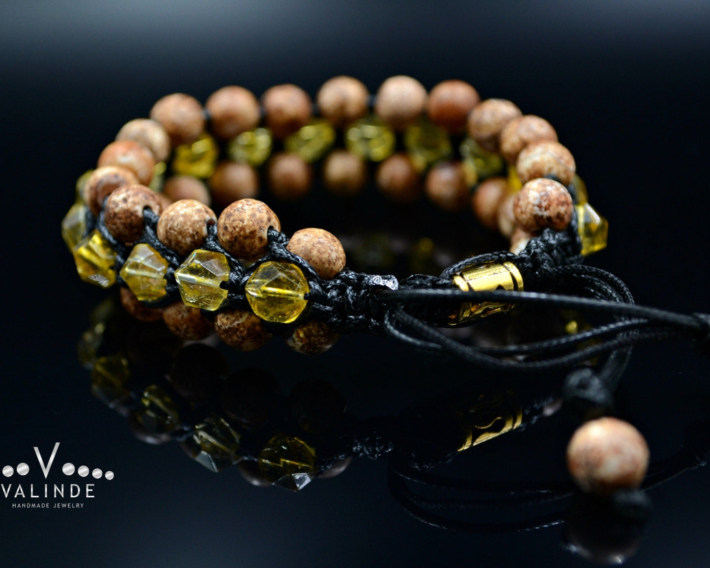 Men's Citrine Triple Bead Bracelet Agate Bracelet Gift for Men Birthstone Bracelet 3 Row Bracelet Three Row Bracelet Macrame Bracelet - Shamballa Bracelet - Birthstone Bracelet - Gemstone Bracelet Men - Chakra Bracelet - Macrame Bracelet - Healing Bracelet - Valinde