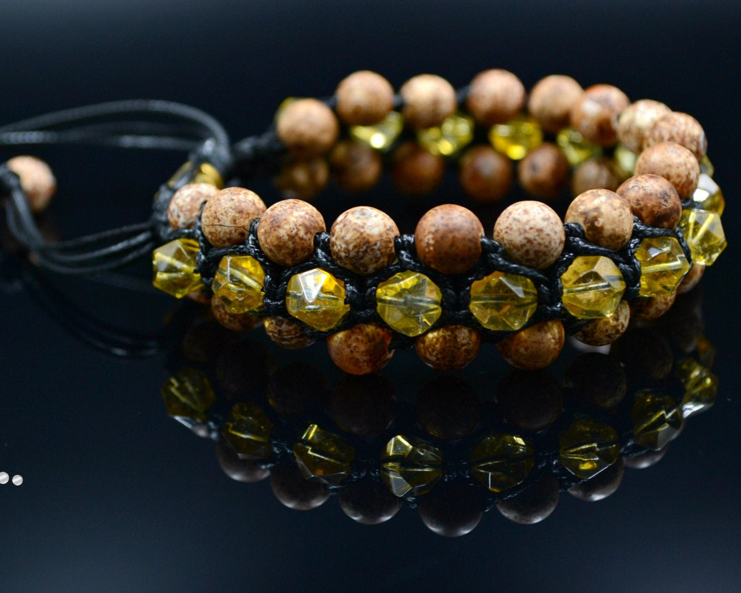 Men's Citrine Triple Bead Bracelet Agate Bracelet Gift for Men Birthstone Bracelet 3 Row Bracelet Three Row Bracelet Macrame Bracelet - Shamballa Bracelet - Birthstone Bracelet - Gemstone Bracelet Men - Chakra Bracelet - Macrame Bracelet - Healing Bracelet - Valinde