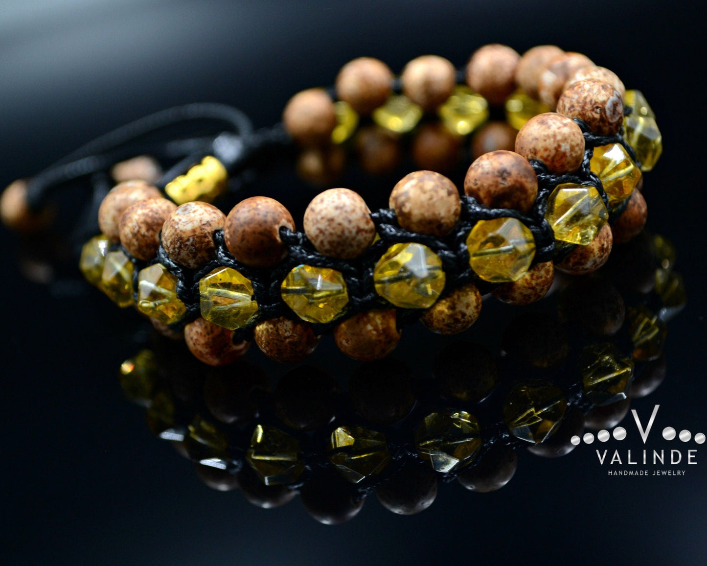 Men's Citrine Triple Bead Bracelet Agate Bracelet Gift for Men Birthstone Bracelet 3 Row Bracelet Three Row Bracelet Macrame Bracelet - Shamballa Bracelet - Birthstone Bracelet - Gemstone Bracelet Men - Chakra Bracelet - Macrame Bracelet - Healing Bracelet - Valinde