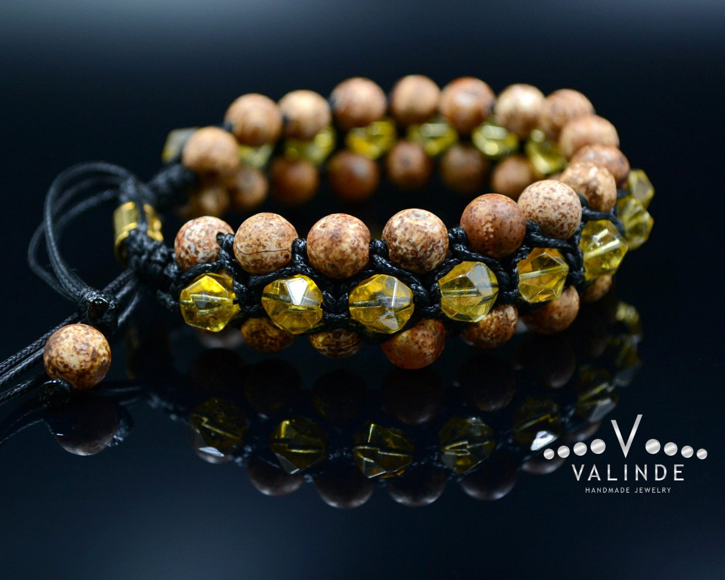 Men's Citrine Triple Bead Bracelet Agate Bracelet Gift for Men Birthstone Bracelet 3 Row Bracelet Three Row Bracelet Macrame Bracelet - Shamballa Bracelet - Birthstone Bracelet - Gemstone Bracelet Men - Chakra Bracelet - Macrame Bracelet - Healing Bracelet - Valinde