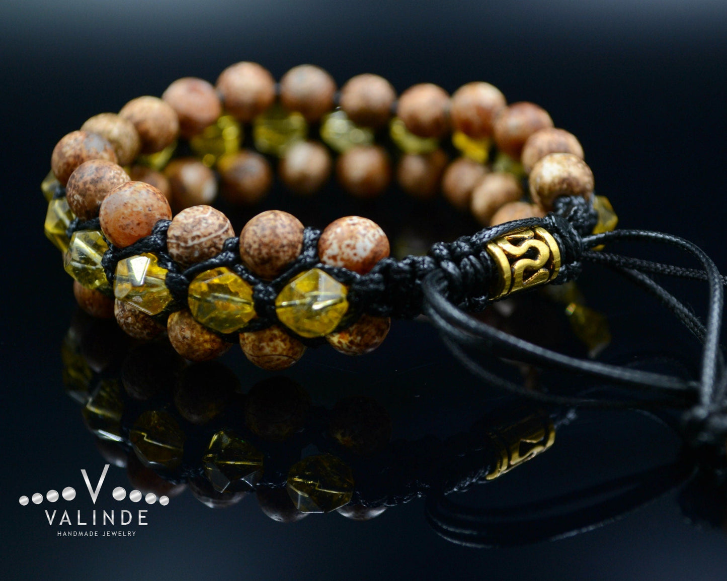 Men's Citrine Triple Bead Bracelet Agate Bracelet Gift for Men Birthstone Bracelet 3 Row Bracelet Three Row Bracelet Macrame Bracelet - Shamballa Bracelet - Birthstone Bracelet - Gemstone Bracelet Men - Chakra Bracelet - Macrame Bracelet - Healing Bracelet - Valinde