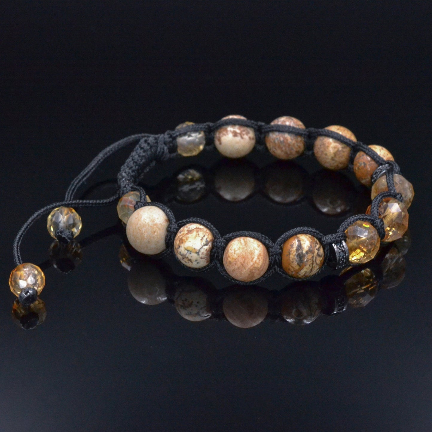 Men's Citrine Bracelet, Brown Jasper Adjustable Bracelet, Gift for Men, Crystal Gemstone Braided Bracelet, Christmas Gift, Anniversary Gift - Shamballa Bracelet - Mantra Bracelet - Birthstone Bracelet - Gemstone Bracelet Men - Chakra Bracelet - Macrame Bracelet - Healing Bracelet - Valinde