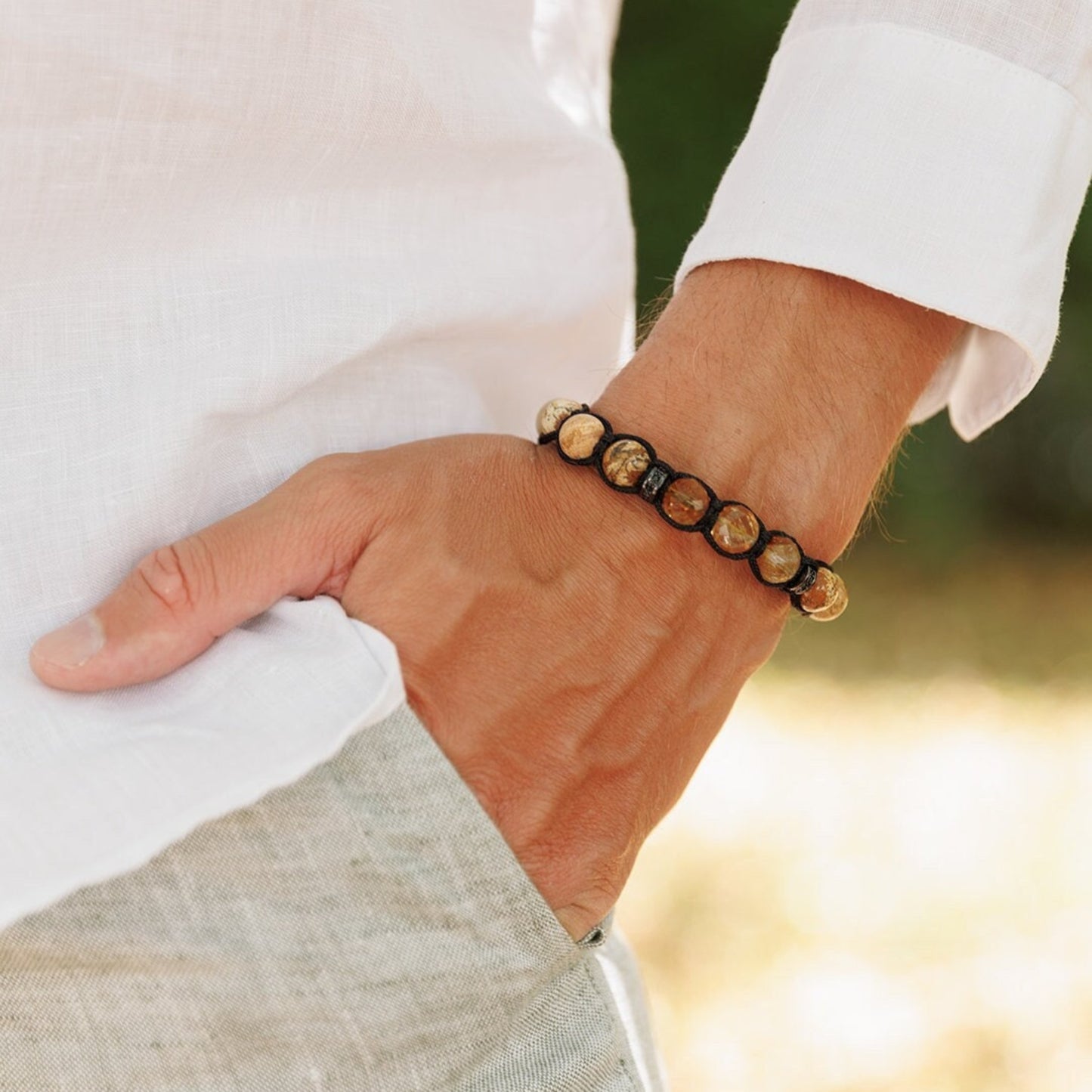 Men's Citrine Bracelet, Brown Jasper Adjustable Bracelet, Gift for Men, Crystal Gemstone Braided Bracelet, Christmas Gift, Anniversary Gift - Shamballa Bracelet - Mantra Bracelet - Birthstone Bracelet - Gemstone Bracelet Men - Chakra Bracelet - Macrame Bracelet - Healing Bracelet - Valinde
