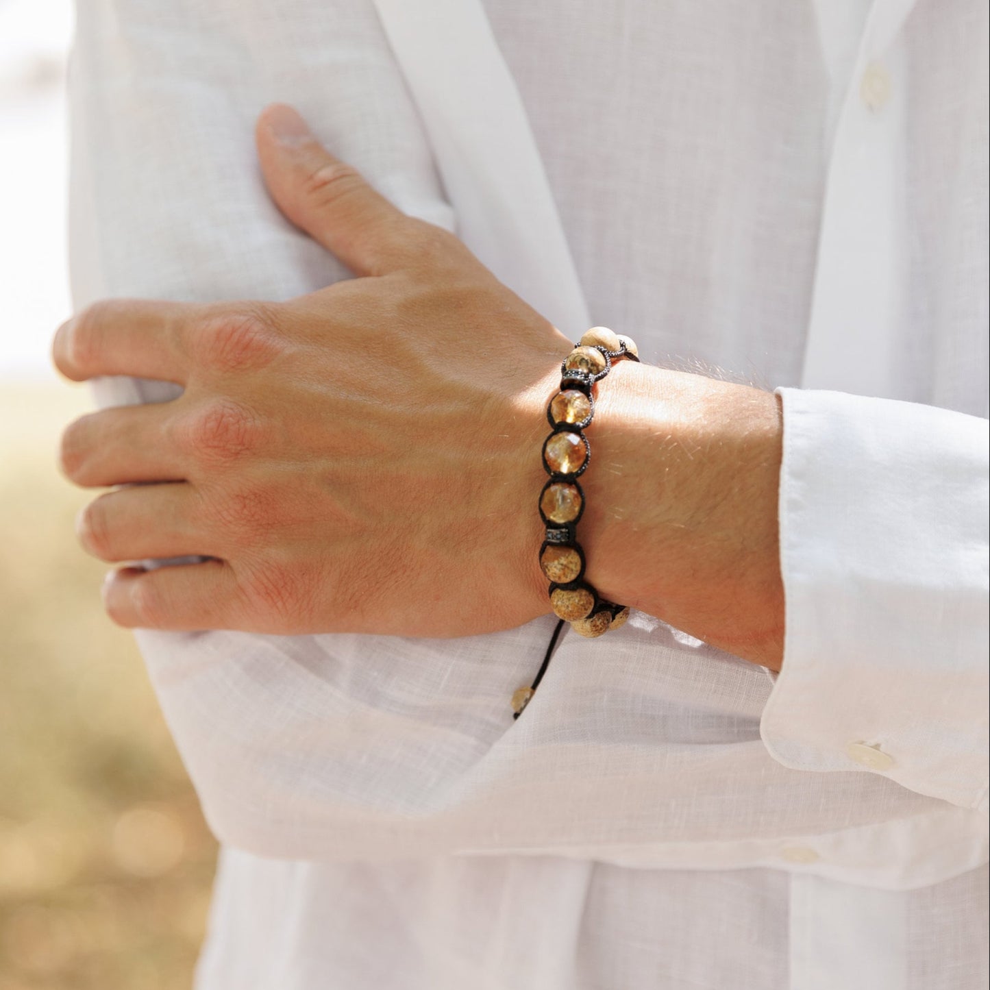 Men's Citrine Bracelet, Brown Jasper Adjustable Bracelet, Gift for Men, Crystal Gemstone Braided Bracelet, Christmas Gift, Anniversary Gift - Shamballa Bracelet - Mantra Bracelet - Birthstone Bracelet - Gemstone Bracelet Men - Chakra Bracelet - Macrame Bracelet - Healing Bracelet - Valinde