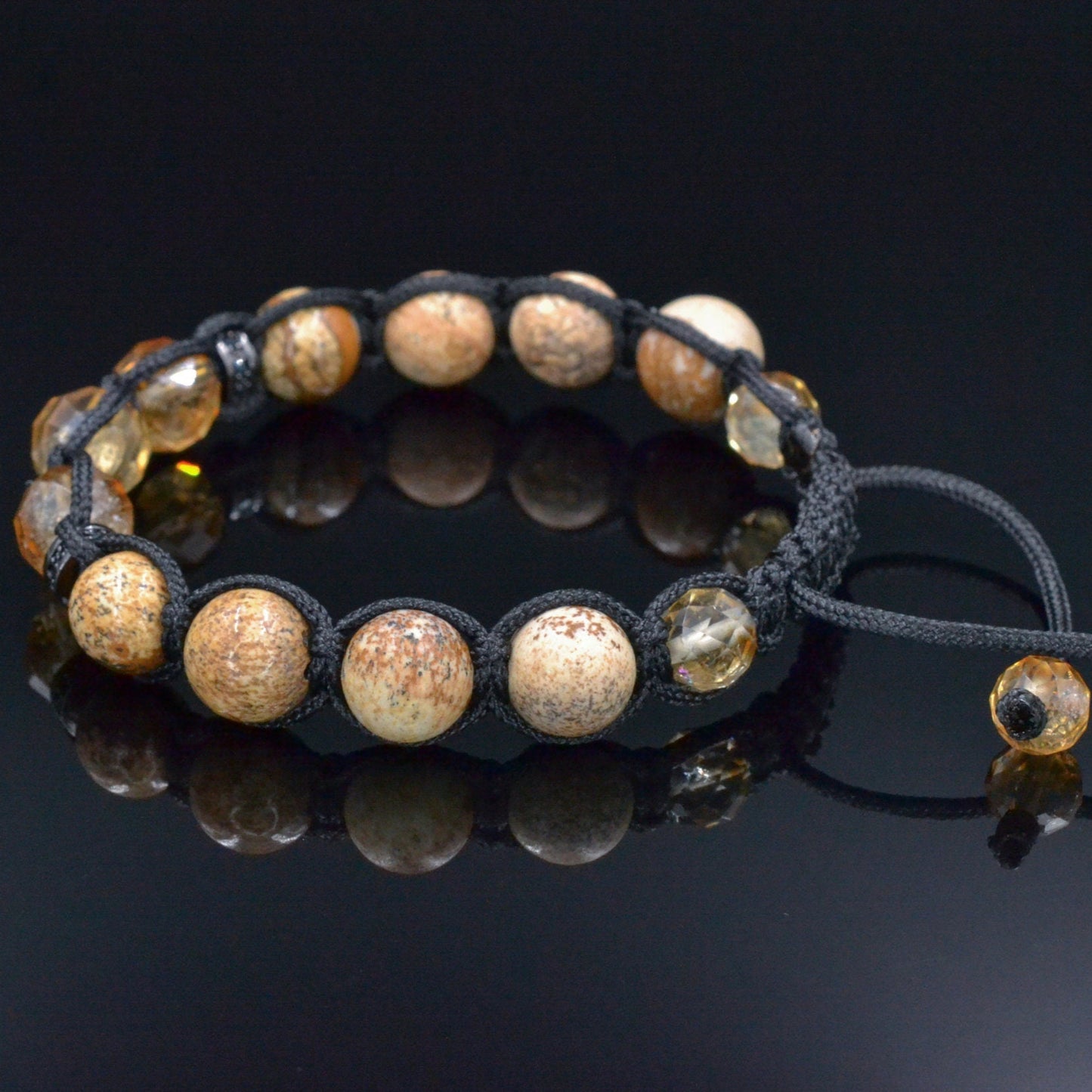 Men's Citrine Bracelet, Brown Jasper Adjustable Bracelet, Gift for Men, Crystal Gemstone Braided Bracelet, Christmas Gift, Anniversary Gift - Shamballa Bracelet - Mantra Bracelet - Birthstone Bracelet - Gemstone Bracelet Men - Chakra Bracelet - Macrame Bracelet - Healing Bracelet - Valinde