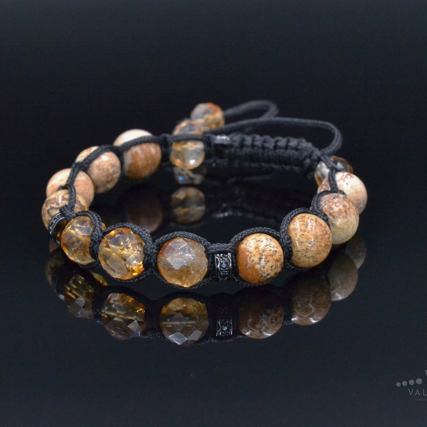 Men's Citrine Bracelet, Brown Jasper Adjustable Bracelet, Gift for Men, Crystal Gemstone Braided Bracelet, Christmas Gift, Anniversary Gift - Shamballa Bracelet - Mantra Bracelet - Birthstone Bracelet - Gemstone Bracelet Men - Chakra Bracelet - Macrame Bracelet - Healing Bracelet - Valinde