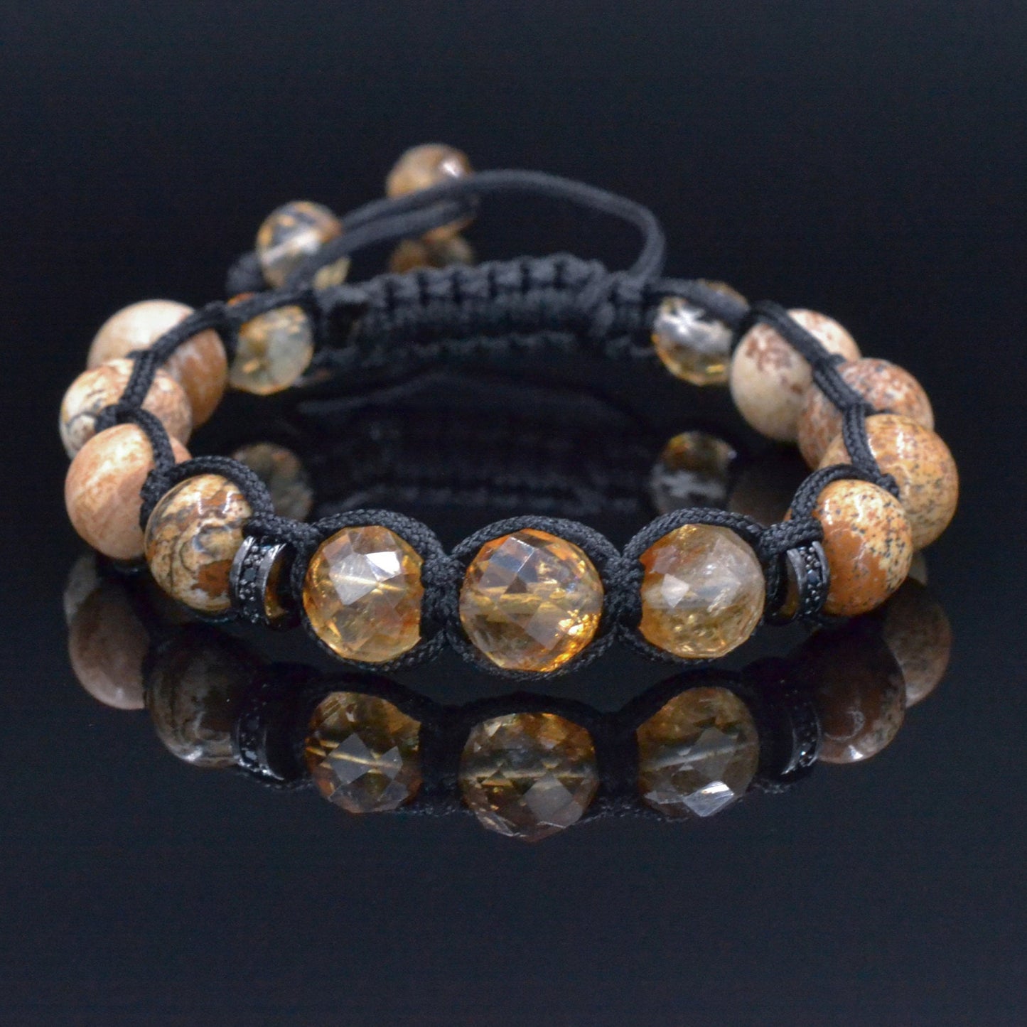 Men's Citrine Bracelet, Brown Jasper Adjustable Bracelet, Gift for Men, Crystal Gemstone Braided Bracelet, Christmas Gift, Anniversary Gift - Shamballa Bracelet - Mantra Bracelet - Birthstone Bracelet - Gemstone Bracelet Men - Chakra Bracelet - Macrame Bracelet - Healing Bracelet - Valinde