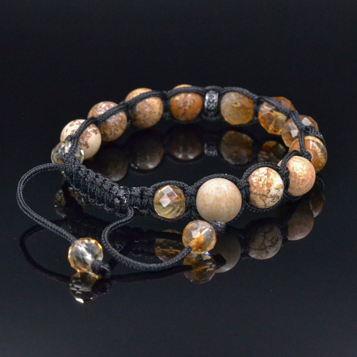 Men's Citrine Bracelet, Brown Jasper Adjustable Bracelet, Gift for Men, Crystal Gemstone Braided Bracelet, Christmas Gift, Anniversary Gift - Shamballa Bracelet - Mantra Bracelet - Birthstone Bracelet - Gemstone Bracelet Men - Chakra Bracelet - Macrame Bracelet - Healing Bracelet - Valinde