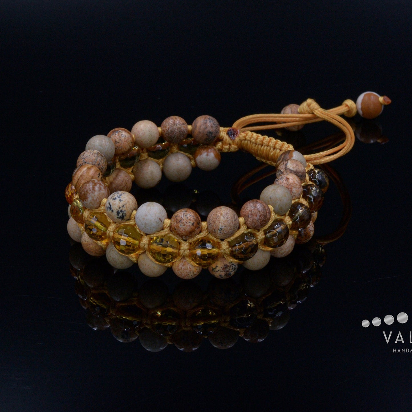 3 Row Beaded Bracelet - Jasper Quartz Citrine - Handmade Jewelry - Birthstone Bracelet - Shamballa Bracelet - Birthstone Bracelet - Gemstone Bracelet Men - Chakra Bracelet - Macrame Bracelet - Healing Bracelet - Valinde