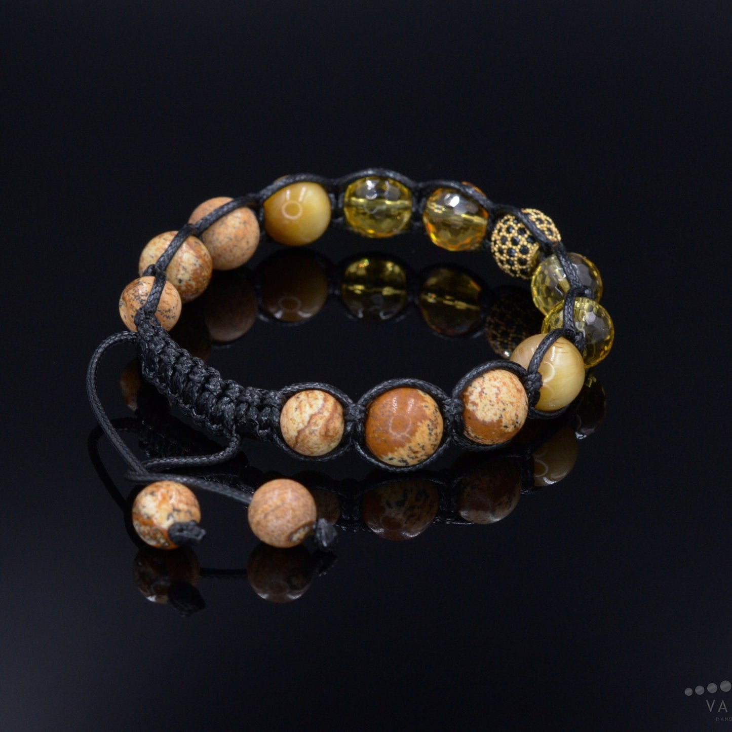 Men's Citrine Crystal Bracelet Jasper Bracelet Cubic Zirconia Bead Bracelet Gift for Men Adjustable Luxury Bracelet Macrame Bracelet - Shamballa Bracelet - Mantra Bracelet - Birthstone Bracelet - Gemstone Bracelet Men - Chakra Bracelet - Macrame Bracelet - Healing Bracelet - Valinde