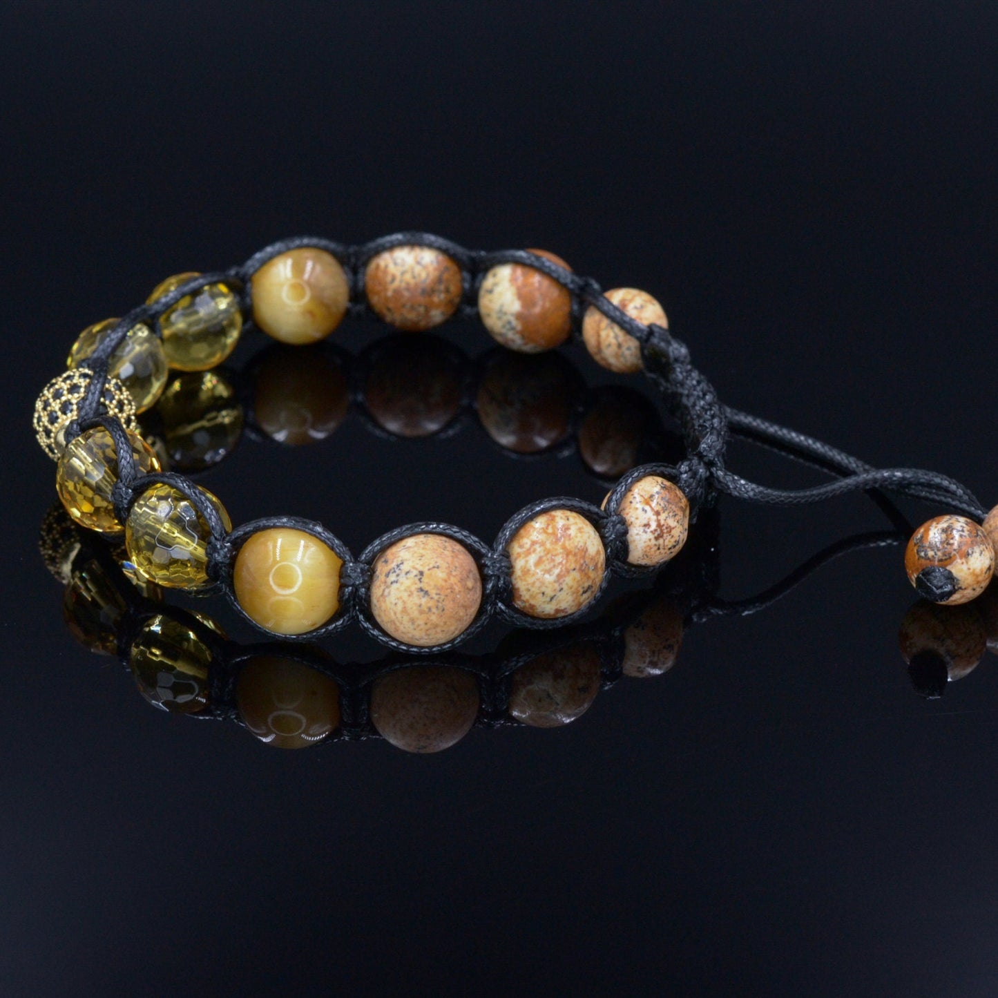 Men's Citrine Crystal Bracelet Jasper Bracelet Cubic Zirconia Bead Bracelet Gift for Men Adjustable Luxury Bracelet Macrame Bracelet - Shamballa Bracelet - Mantra Bracelet - Birthstone Bracelet - Gemstone Bracelet Men - Chakra Bracelet - Macrame Bracelet - Healing Bracelet - Valinde