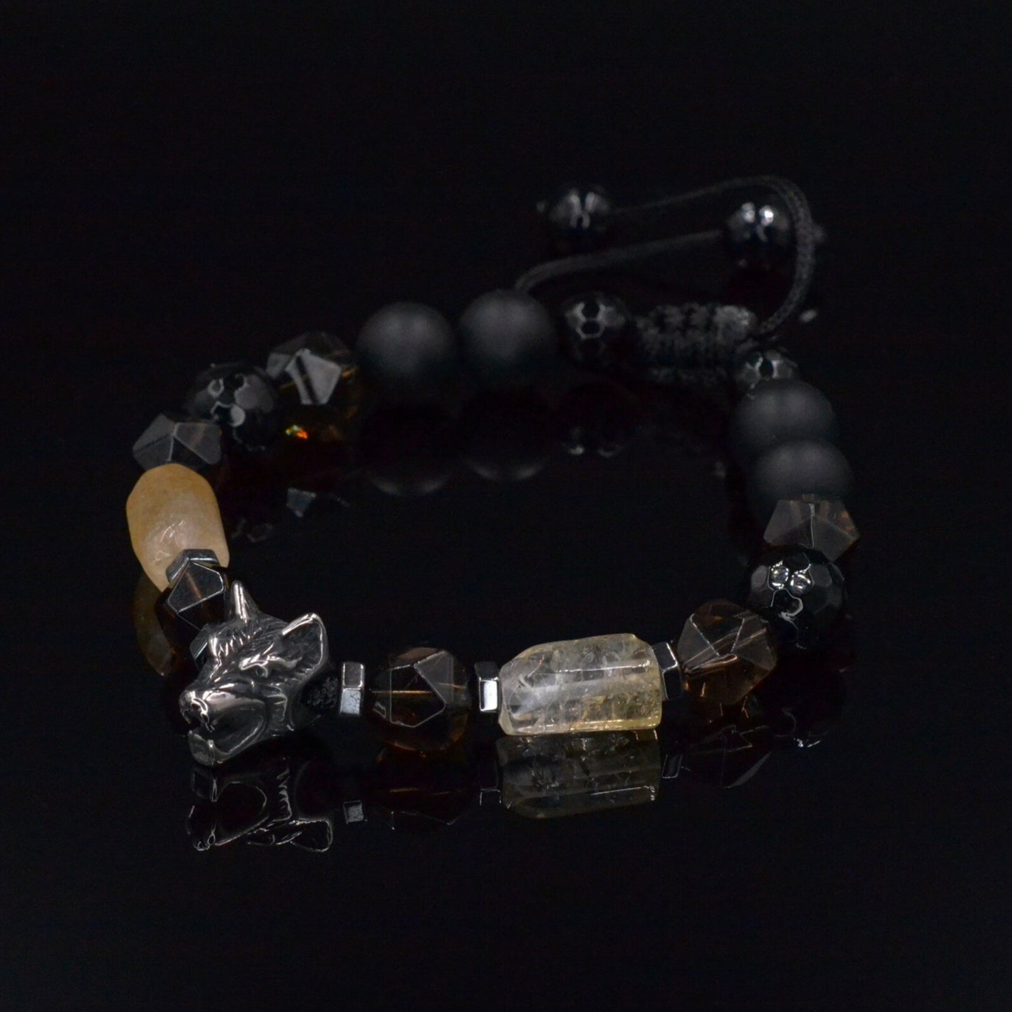 Men's Wolf Head Bead Bracelet - Citrine Crystal Bracelet - Adjustable Onyx Bracelet - Macrame Bracelet - Steel Beads Bracelet - Gift for Men - Shamballa Bracelet - Birthstone Bracelet - Gemstone Bracelet Men - Chakra Bracelet - Macrame Bracelet - Healing Bracelet - Valinde - Shamballa Bracelet - Birthstone Bracelet - Gemstone Bracelet Men - Chakra Bracelet - Macrame Bracelet - Healing Bracelet - Valinde