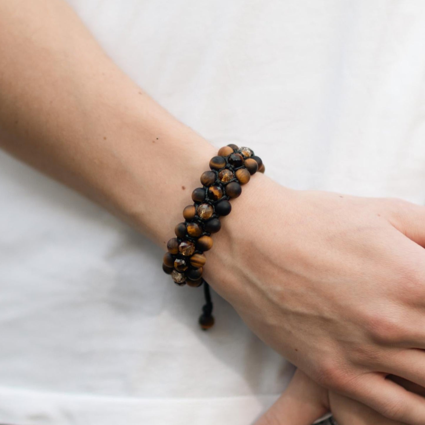 Tiger's Eye Citrine Wide Bracelet, Men's Triple Gemstone Adjustable Bracelet, Birthstone Bracelet, Gift for Men, Healing Bracelet for Men - Shamballa Bracelet - Gift for Father - Yoga Bracelet - Birthstone Bracelet - Gemstone Bracelet Men - Chakra Bracelet - Macrame Bracelet - Healing Bracelet - Valinde