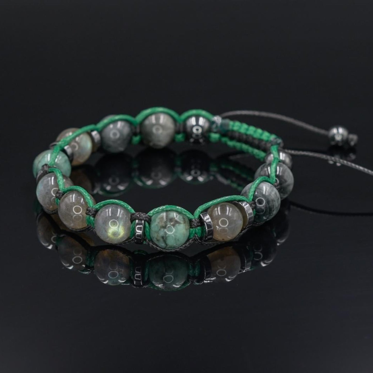 Men's Labradorite Emerald Hawk's Eye Braided Bracelet, Gift for Him, Adjustable Beaded Bracelet, Luxury Bracelet, Gemstone Bracelet for Men- Shamballa Bracelet - Birthstone Bracelet - Gemstone Bracelet Men - Chakra Bracelet - Macrame Bracelet - Healing Bracelet - Valinde