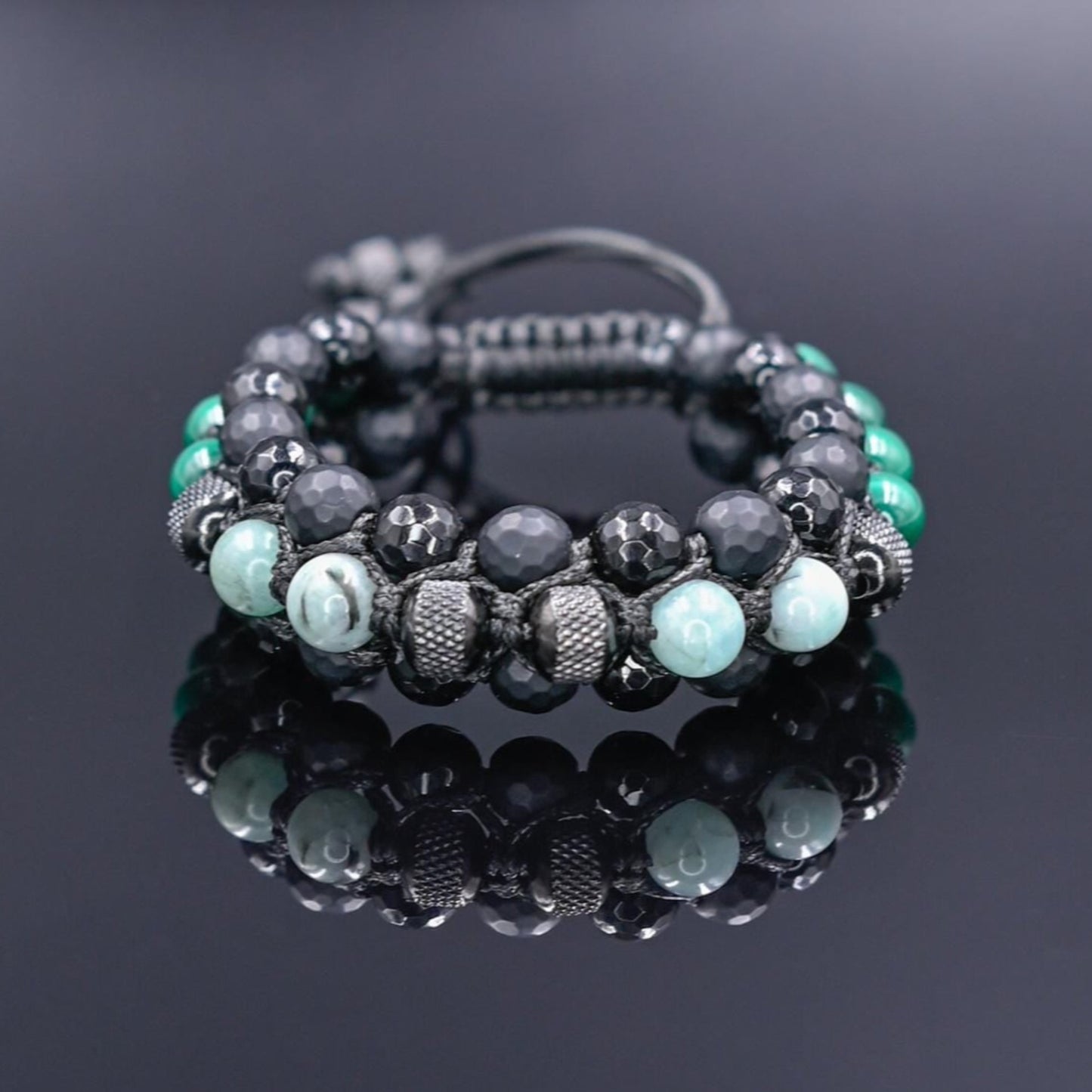 Men's Emerald Bracelet, Emerald Citrine Onyx Braided Bracelet, Adjustable Triple Bracelet, Gift for Men, Macrame Three Row Bracelet for Men - Shamballa Bracelet - Birthstone Bracelet - Gemstone Bracelet Men - Chakra Bracelet - Macrame Bracelet - Healing Bracelet - Valinde