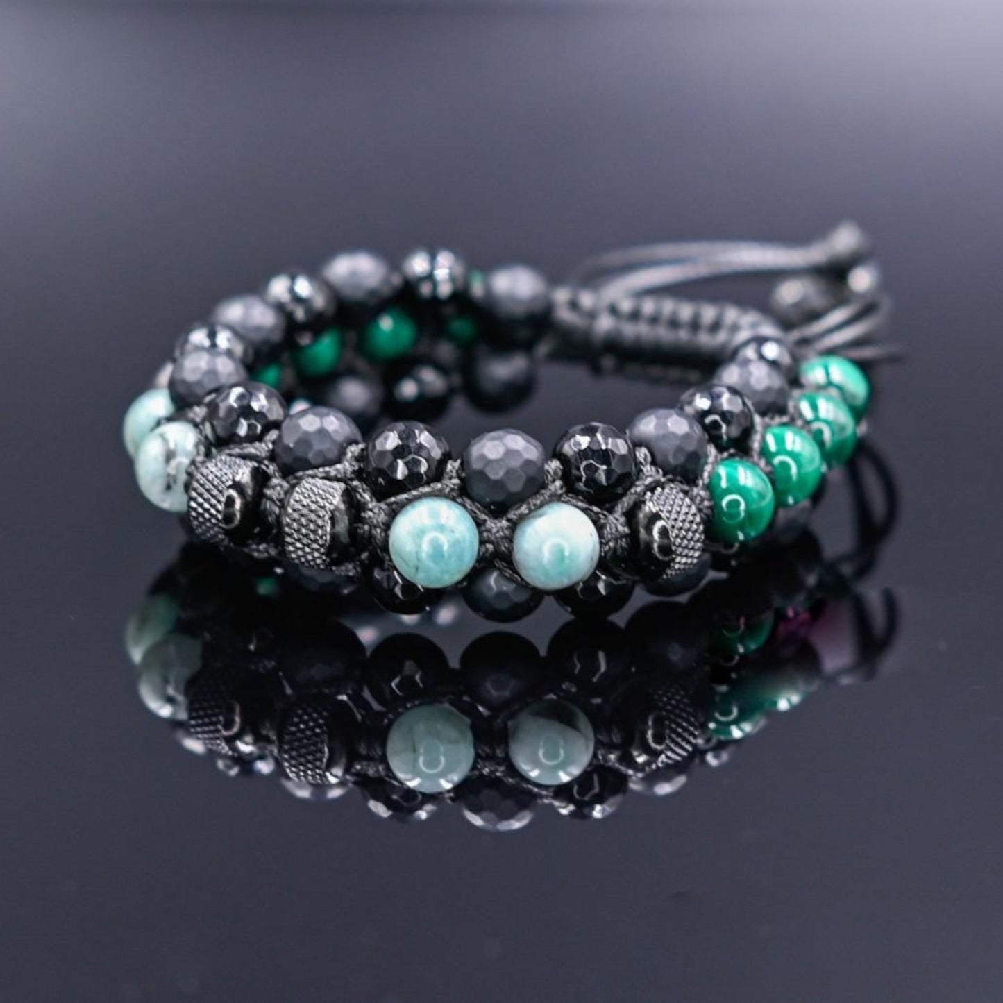 Men's Emerald Bracelet, Emerald Citrine Onyx Braided Bracelet, Adjustable Triple Bracelet, Gift for Men, Macrame Three Row Bracelet for Men - Shamballa Bracelet - Birthstone Bracelet - Gemstone Bracelet Men - Chakra Bracelet - Macrame Bracelet - Healing Bracelet - Valinde