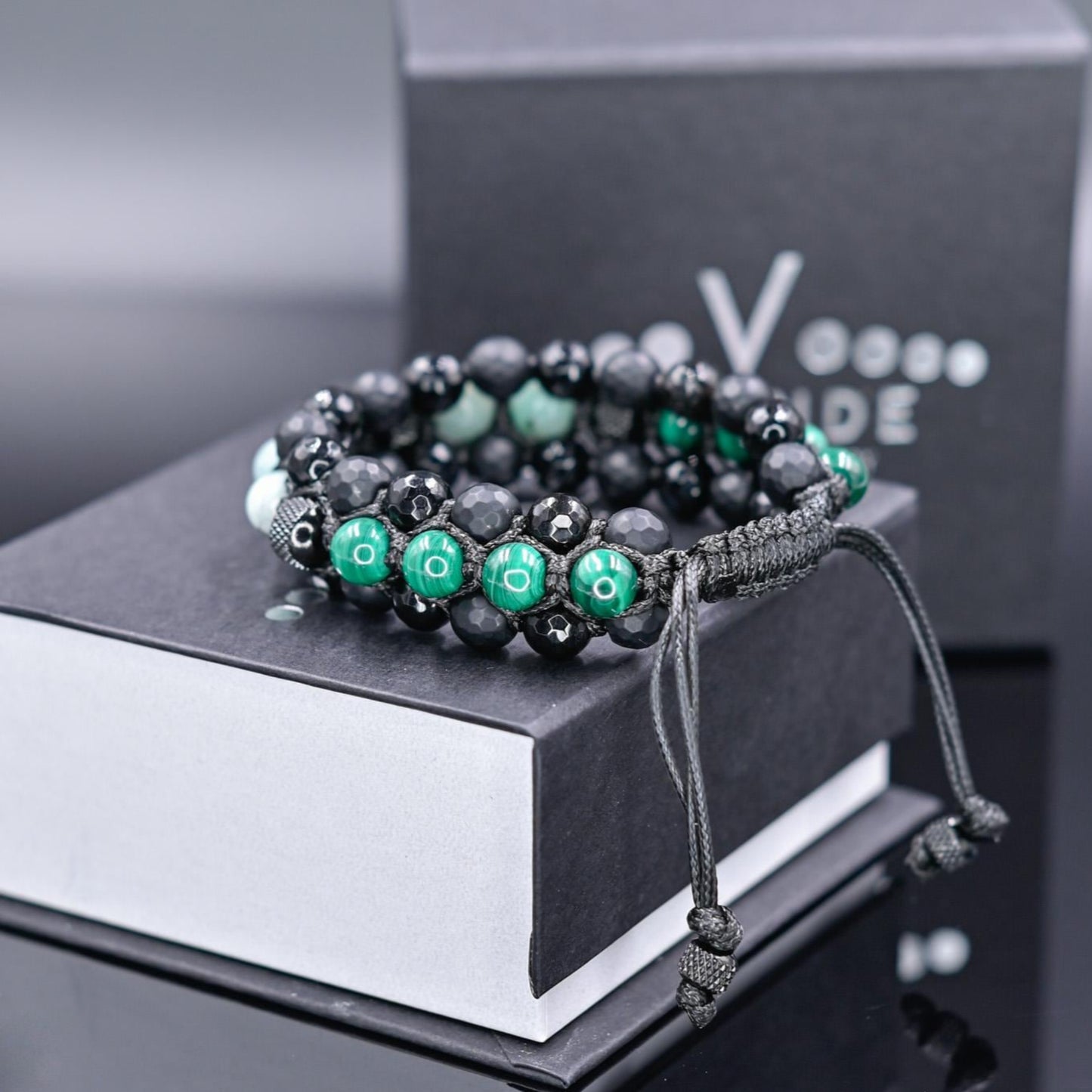 Men's Emerald Bracelet, Emerald Citrine Onyx Braided Bracelet, Adjustable Triple Bracelet, Gift for Men, Macrame Three Row Bracelet for Men - Shamballa Bracelet - Birthstone Bracelet - Gemstone Bracelet Men - Chakra Bracelet - Macrame Bracelet - Healing Bracelet - Valinde