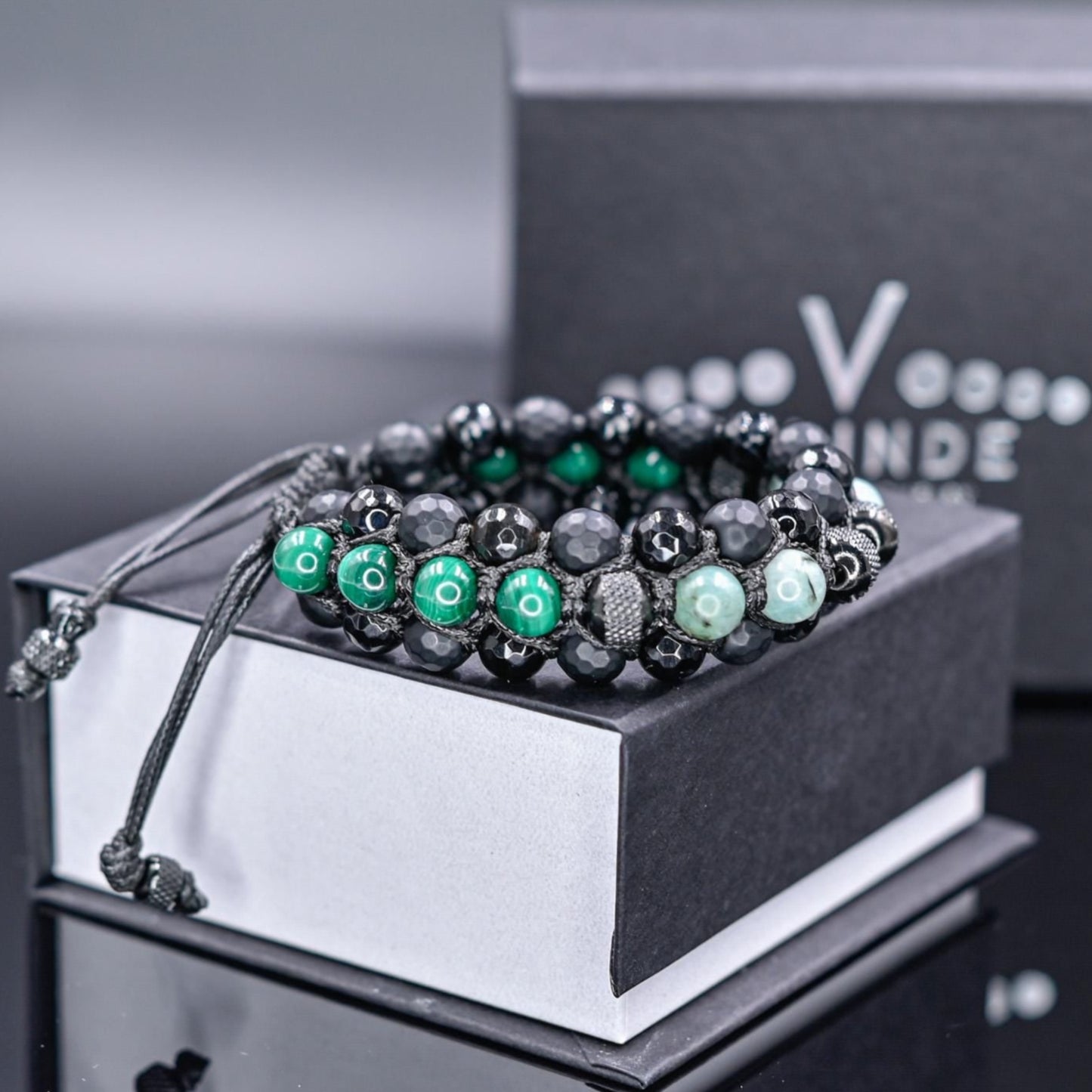 Men's Emerald Bracelet, Emerald Citrine Onyx Braided Bracelet, Adjustable Triple Bracelet, Gift for Men, Macrame Three Row Bracelet for Men - Shamballa Bracelet - Birthstone Bracelet - Gemstone Bracelet Men - Chakra Bracelet - Macrame Bracelet - Healing Bracelet - Valinde