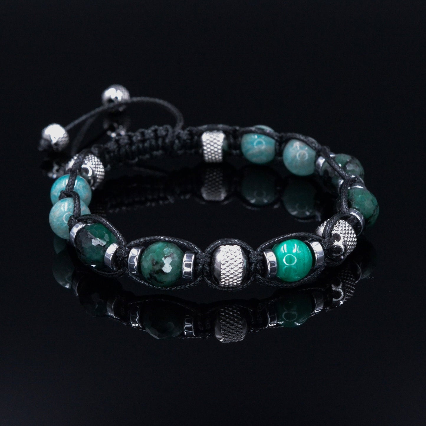 Genuine Emerald Bracelet for Men - Men's Gemstone Bead Bracelet - Amazonite Malachite Adjustable Bracelet - Gift for Men - Steel Bracelet - Shamballa Bracelet - Birthstone Bracelet - Gemstone Bracelet Men - Chakra Bracelet - Macrame Bracelet - Healing Bracelet - Valinde - Shamballa Bracelet - Birthstone Bracelet - Gemstone Bracelet Men - Chakra Bracelet - Macrame Bracelet - Healing Bracelet - Valinde