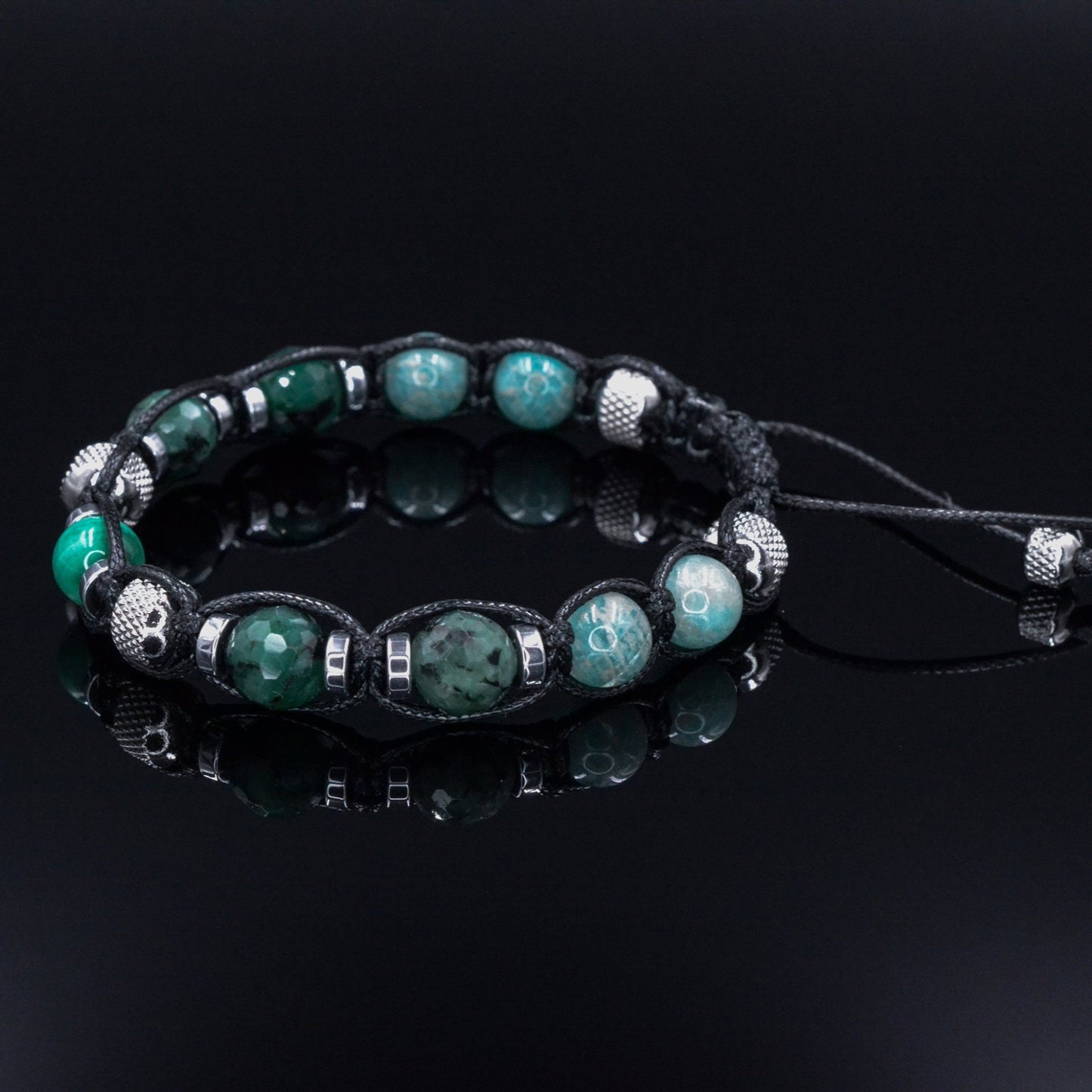 Genuine Emerald Bracelet for Men - Men's Gemstone Bead Bracelet - Amazonite Malachite Adjustable Bracelet - Gift for Men - Steel Bracelet - Shamballa Bracelet - Birthstone Bracelet - Gemstone Bracelet Men - Chakra Bracelet - Macrame Bracelet - Healing Bracelet - Valinde - Shamballa Bracelet - Birthstone Bracelet - Gemstone Bracelet Men - Chakra Bracelet - Macrame Bracelet - Healing Bracelet - Valinde