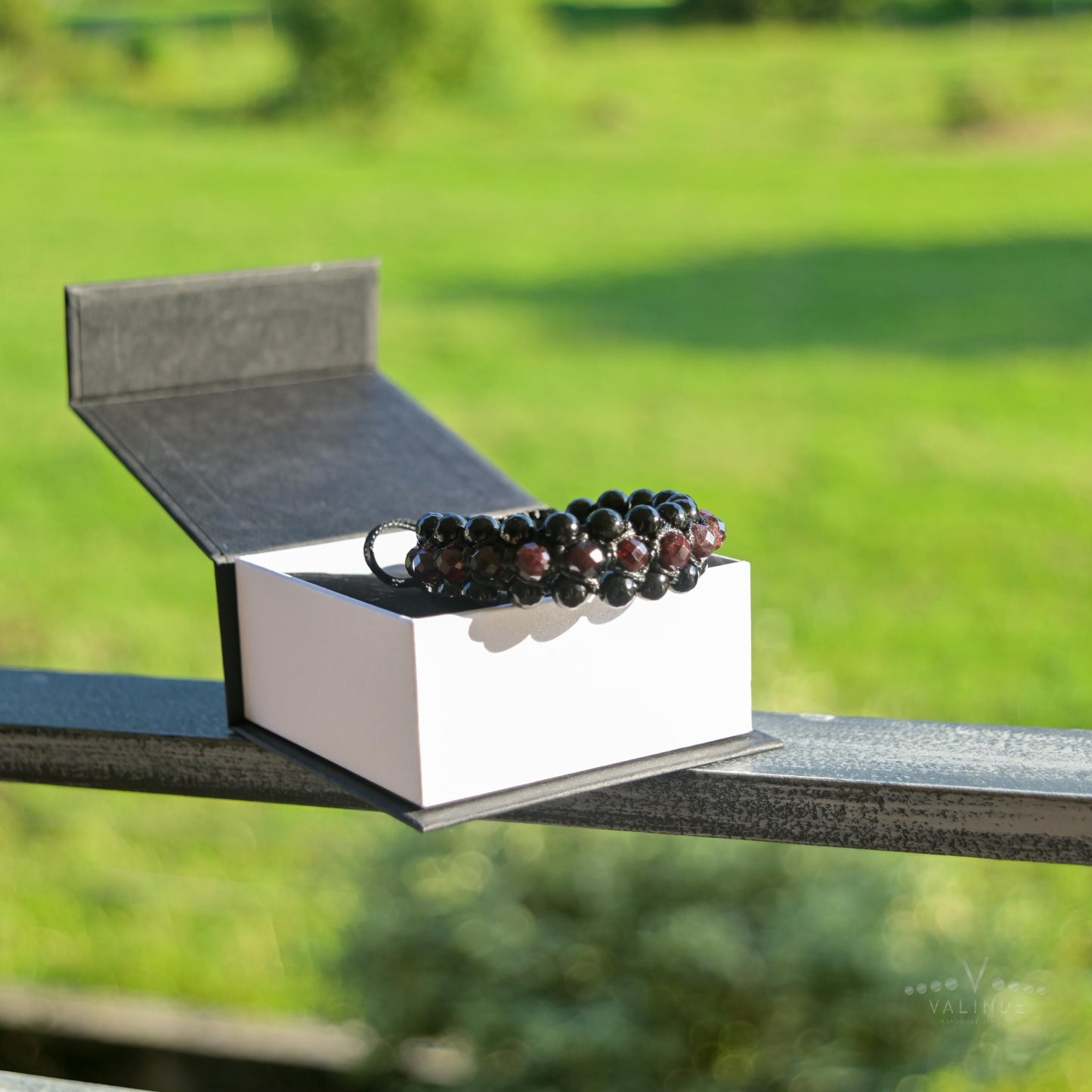 Men's Red Garnet Agate Protection Stone Bracelet, Gift for Men, Triple Row Adjustable Braided Bracelet - Shamballa Bracelet - Gift for Father - Yoga Bracelet - Protection Bracelet - Birthstone Bracelet - Gemstone Bracelet Men - Chakra Bracelet - Macrame Bracelet - Healing Bracelet - Valinde