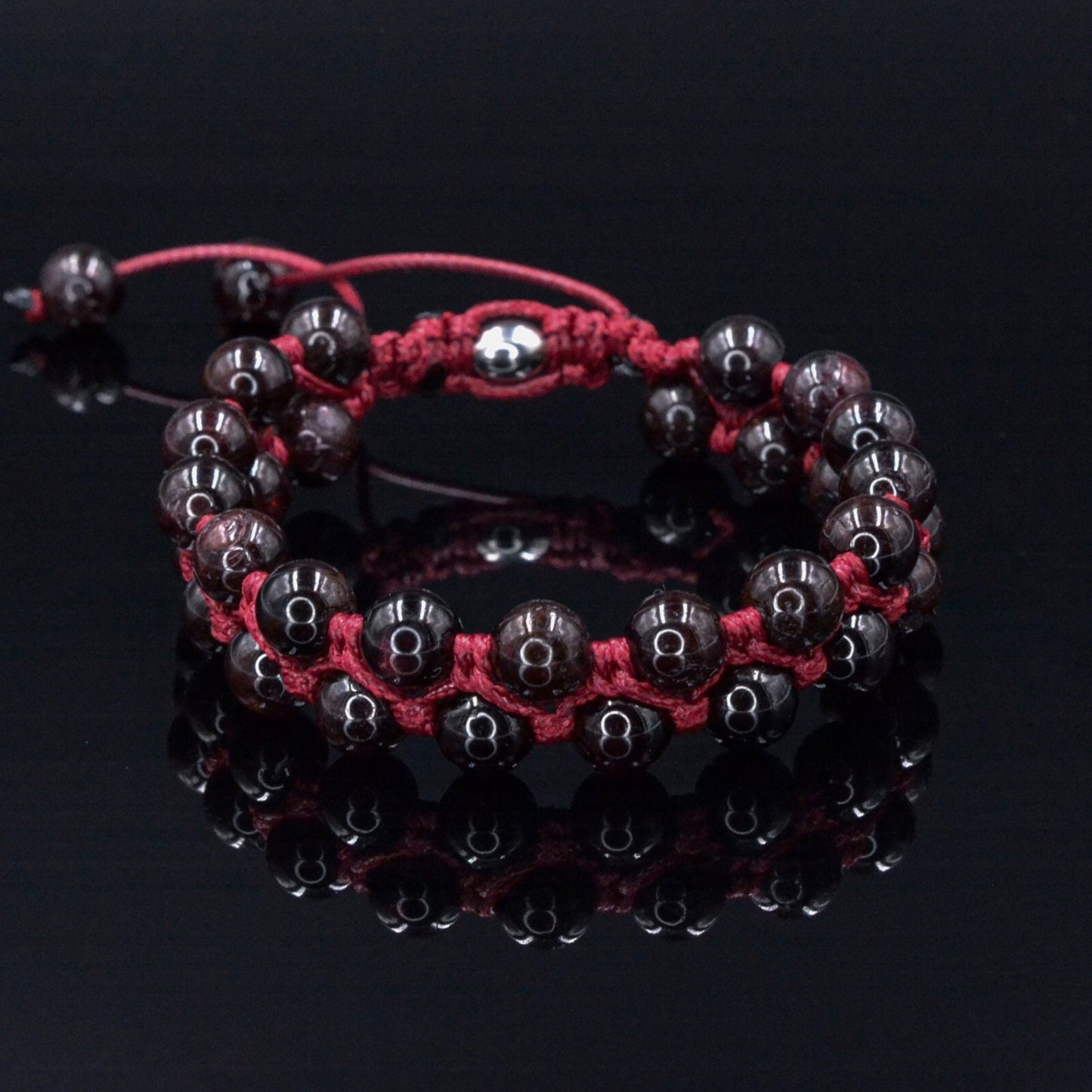 Men's Garnet Bracelet Double Row Bracelet Macrame Bracelet Red Garnet Gemstone Bracelet Double Bracelet Gift for Men Adjustable Bracelet- Shamballa Bracelet - Birthstone Bracelet - Gemstone Bracelet Men - Chakra Bracelet - Macrame Bracelet - Healing Bracelet - Valinde