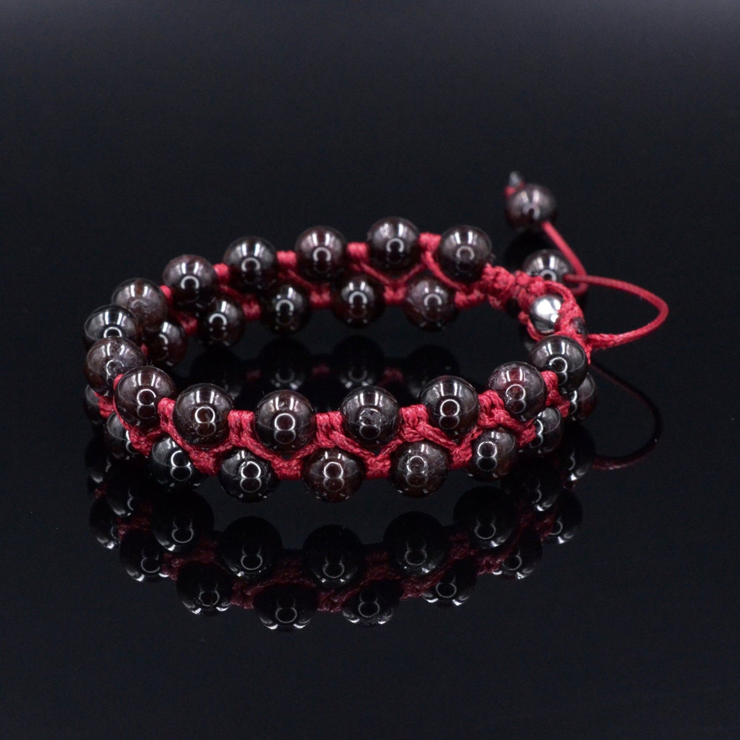 Men's Garnet Bracelet Double Row Bracelet Macrame Bracelet Red Garnet Gemstone Bracelet Double Bracelet Gift for Men Adjustable Bracelet- Shamballa Bracelet - Birthstone Bracelet - Gemstone Bracelet Men - Chakra Bracelet - Macrame Bracelet - Healing Bracelet - Valinde