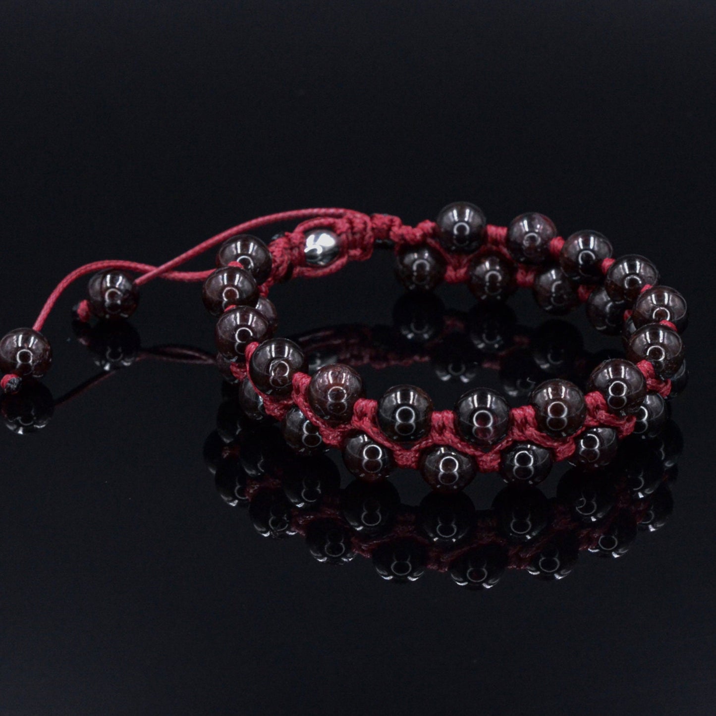 Men's Garnet Bracelet Double Row Bracelet Macrame Bracelet Red Garnet Gemstone Bracelet Double Bracelet Gift for Men Adjustable Bracelet- Shamballa Bracelet - Birthstone Bracelet - Gemstone Bracelet Men - Chakra Bracelet - Macrame Bracelet - Healing Bracelet - Valinde