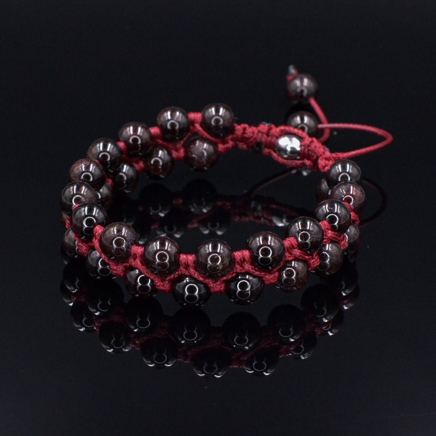Men's Garnet Bracelet Double Row Bracelet Macrame Bracelet Red Garnet Gemstone Bracelet Double Bracelet Gift for Men Adjustable Bracelet- Shamballa Bracelet - Birthstone Bracelet - Gemstone Bracelet Men - Chakra Bracelet - Macrame Bracelet - Healing Bracelet - Valinde