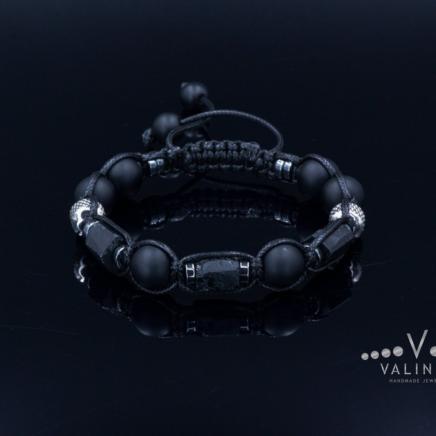 Raw Tourmaline - Bracelet for Men Protective Stone Bracelet - Men's Onyx Steel Beads Bracelet - Gift for Men -Christmas Gift - Adjustable Bracelet - Healing Bracelet - Birthstone Bracelet -Gemstone Bracelet Men