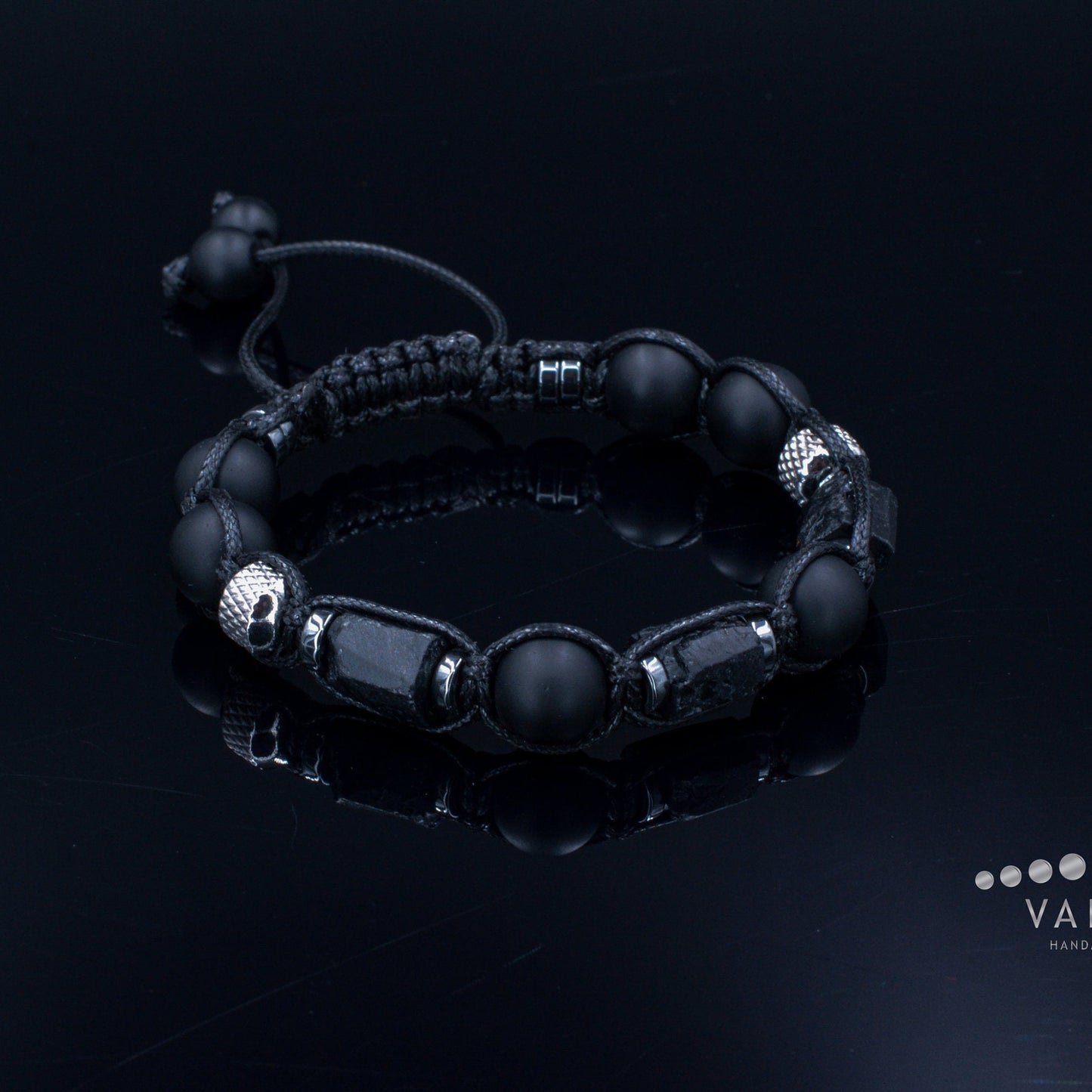 Raw Tourmaline - Bracelet for Men Protective Stone Bracelet - Men's Onyx Steel Beads Bracelet - Gift for Men -Christmas Gift - Adjustable Bracelet - Healing Bracelet - Birthstone Bracelet -Gemstone Bracelet Men