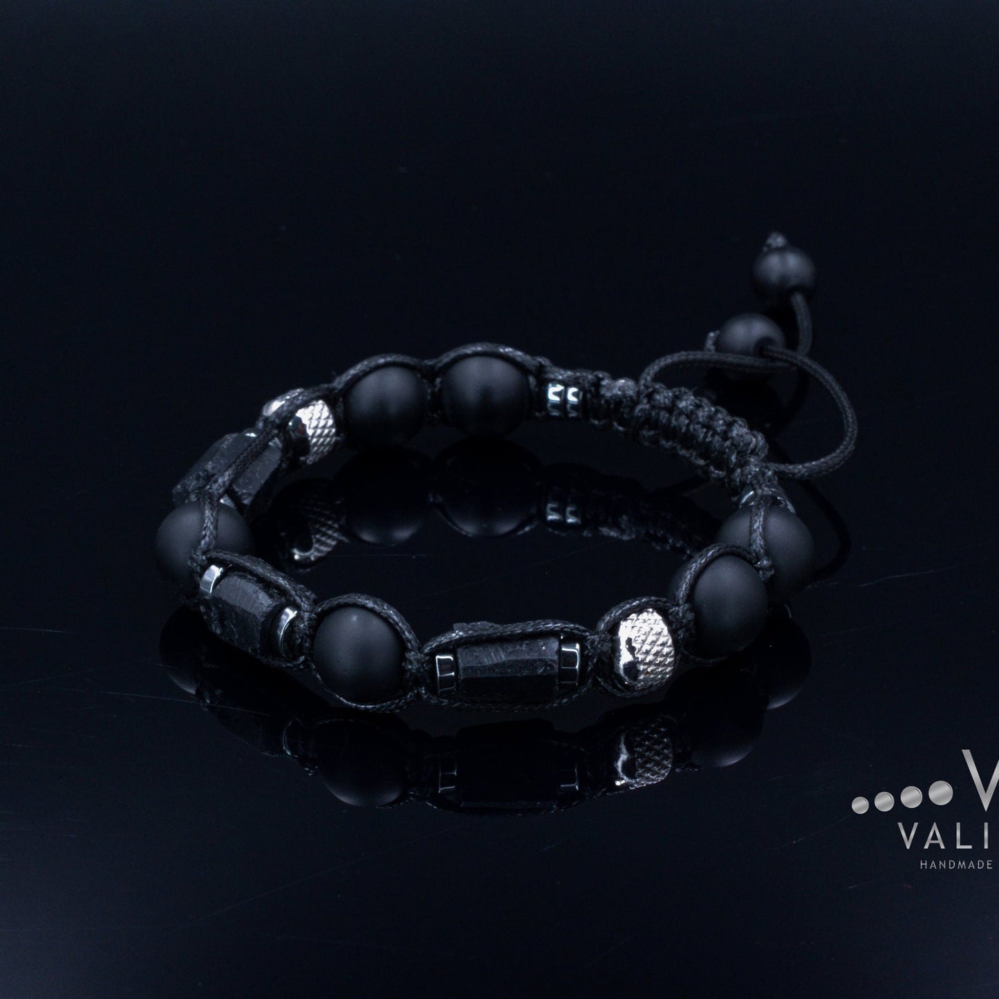 Raw Tourmaline - Bracelet for Men Protective Stone Bracelet - Men's Onyx Steel Beads Bracelet - Gift for Men -Christmas Gift - Adjustable Bracelet - Healing Bracelet - Birthstone Bracelet -Gemstone Bracelet Men