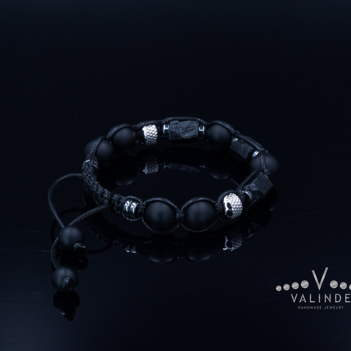 Raw Tourmaline - Bracelet for Men Protective Stone Bracelet - Men's Onyx Steel Beads Bracelet - Gift for Men -Christmas Gift - Adjustable Bracelet - Healing Bracelet - Birthstone Bracelet -Gemstone Bracelet Men