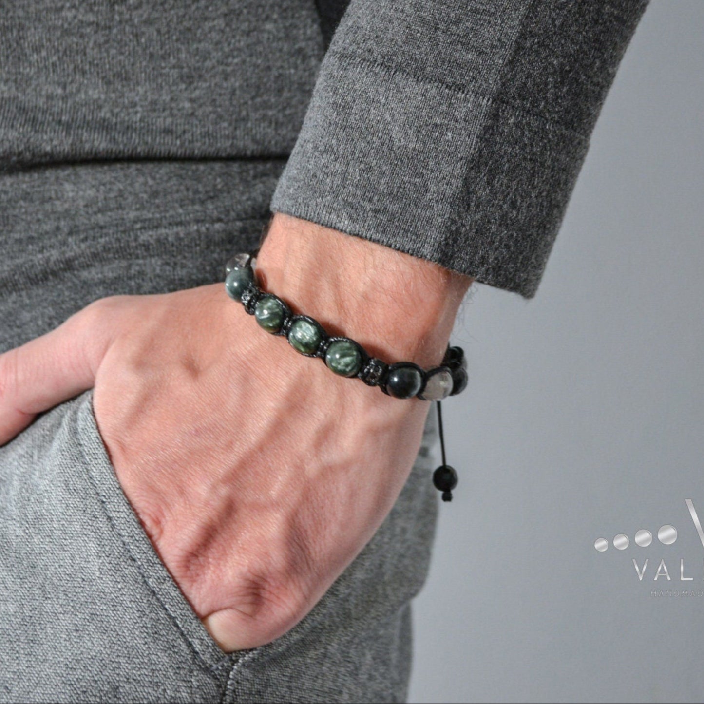 Seraphinite Bracelet for Men Men's Gemstone Bracelet Hawk's Eye Bracelet Gift for Men Adjustable Macrame Bracelet Crystal Bracelet for Man - Shamballa Bracelet - Mantra Bracelet - Yoga Bracelet - Birthstone Bracelet - Gemstone Bracelet Men - Chakra Bracelet - Macrame Bracelet - Healing Bracelet - Gift for Father - Gift For Men - Valinde
