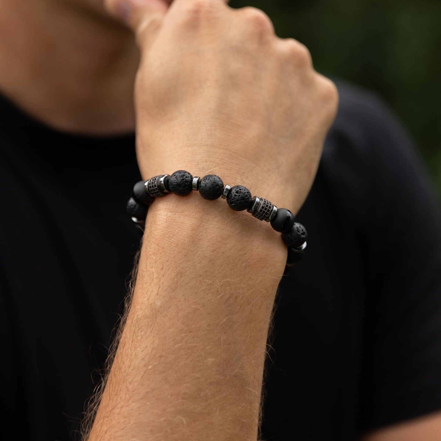 Black Onyx Lava Stone Bracelet, Men's Gemstone Beaded Bracelet, Gift for Men, Adjustable Braided Bracelet, Hematite Bracelet, Christmas Gift - Shamballa Bracelet - Mantra Bracelet - Yoga Bracelet - Birthstone Bracelet - Gemstone Bracelet Men - Chakra Bracelet - Macrame Bracelet - Healing Bracelet - Gift for Father - Gift For Men - Valinde