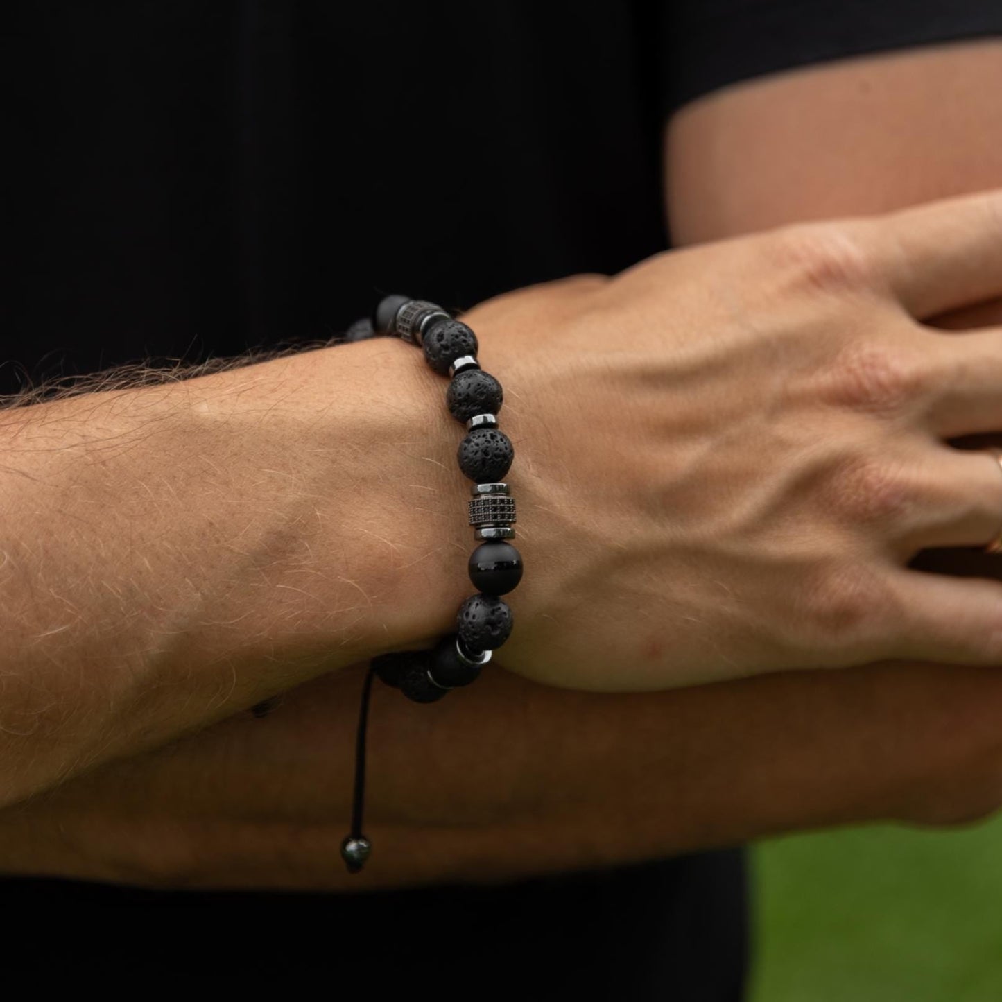 Black Onyx Lava Stone Bracelet, Men's Gemstone Beaded Bracelet, Gift for Men, Adjustable Braided Bracelet, Hematite Bracelet, Christmas Gift - Shamballa Bracelet - Mantra Bracelet - Yoga Bracelet - Birthstone Bracelet - Gemstone Bracelet Men - Chakra Bracelet - Macrame Bracelet - Healing Bracelet - Gift for Father - Gift For Men - Valinde