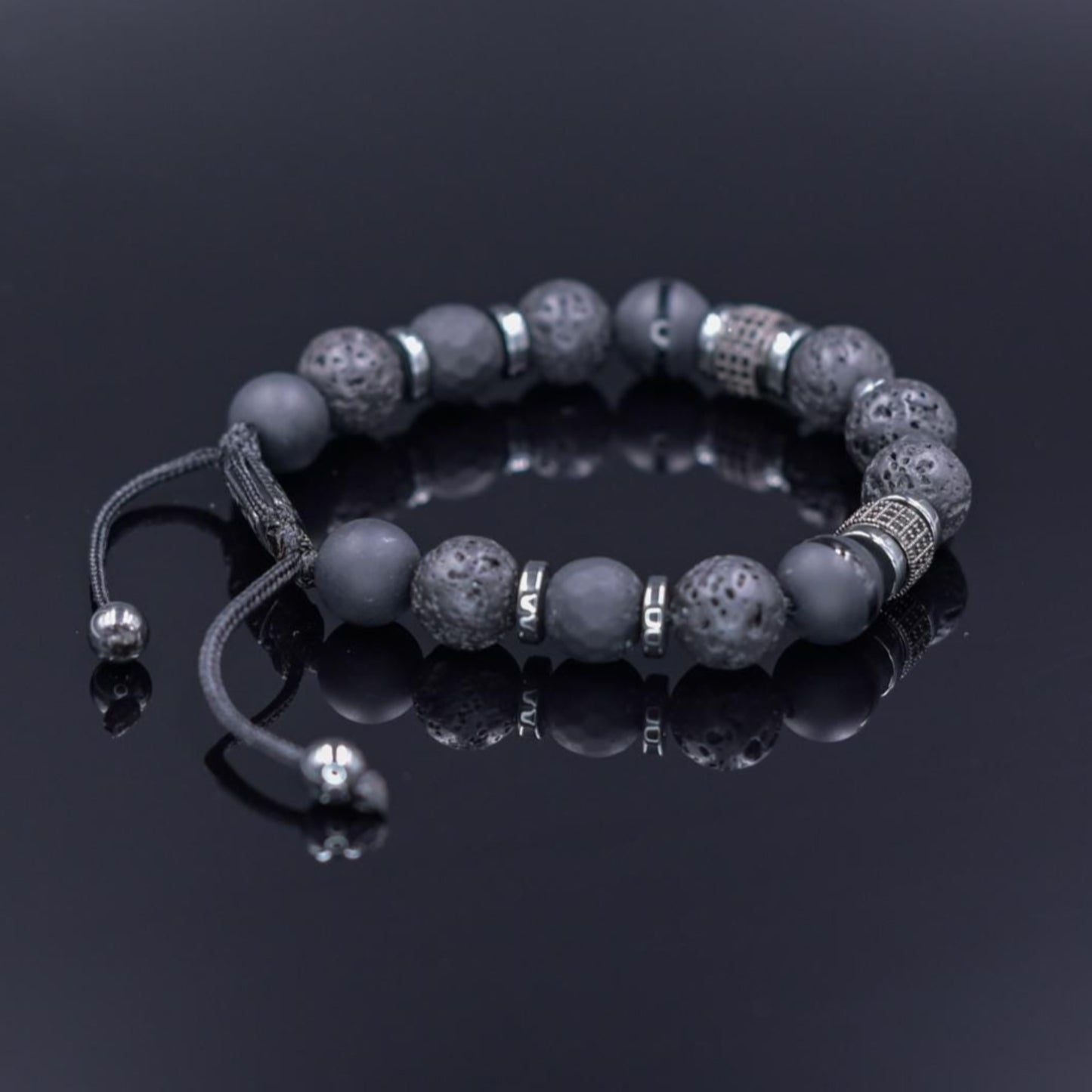 Black Onyx Lava Stone Bracelet, Men's Gemstone Beaded Bracelet, Gift for Men, Adjustable Braided Bracelet, Hematite Bracelet, Christmas Gift - Shamballa Bracelet - Mantra Bracelet - Yoga Bracelet - Birthstone Bracelet - Gemstone Bracelet Men - Chakra Bracelet - Macrame Bracelet - Healing Bracelet - Gift for Father - Gift For Men - Valinde